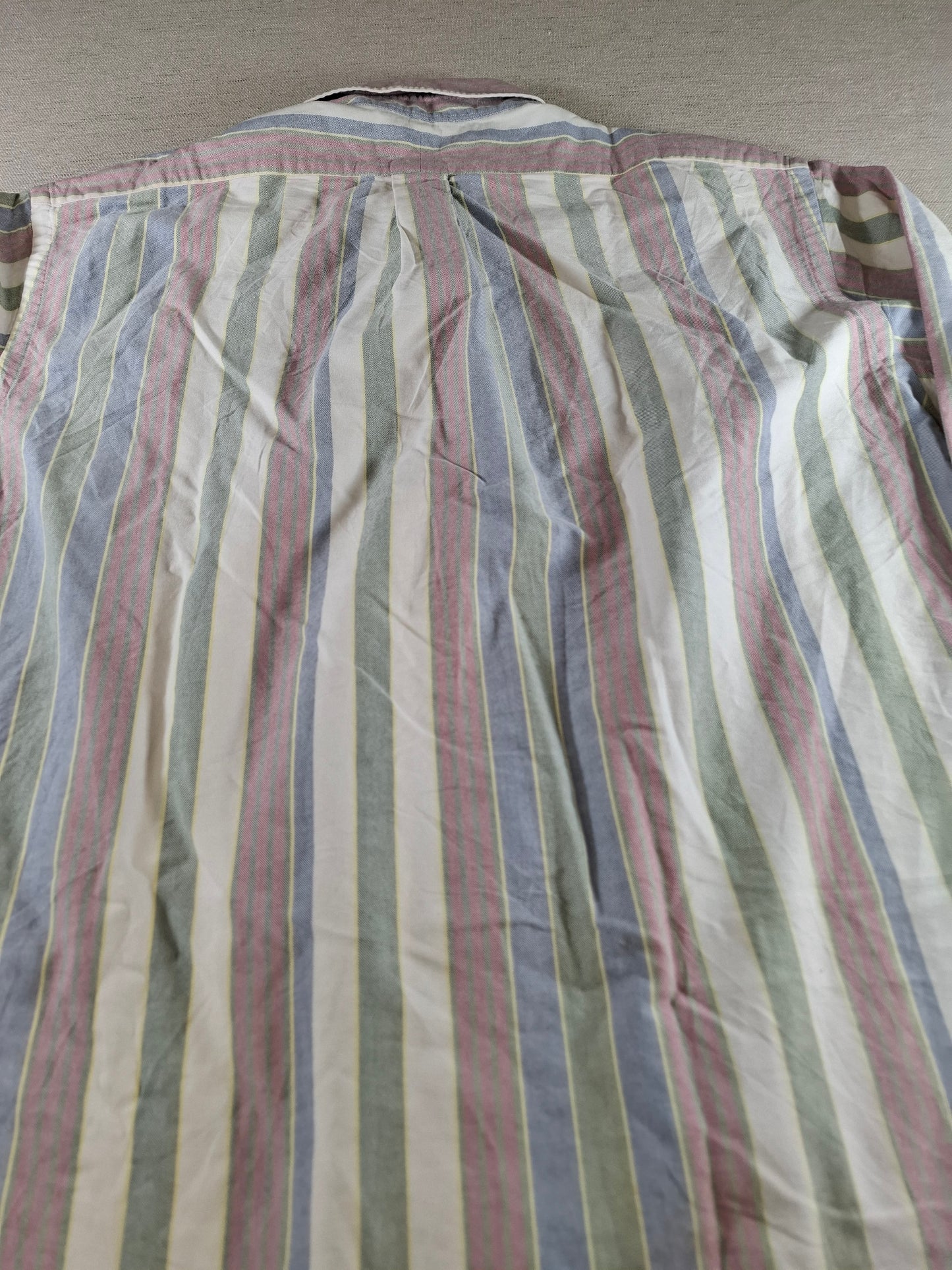 001413 – Polo Ralph Lauren Shirt – White/Green/Red Striped, Size 17,5/35
