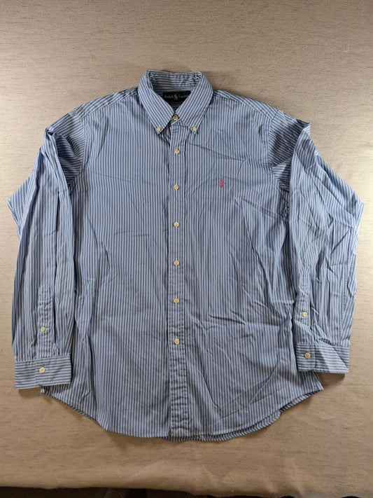 001415 – Polo Ralph Lauren Shirt – Blue/White Striped, Size L
