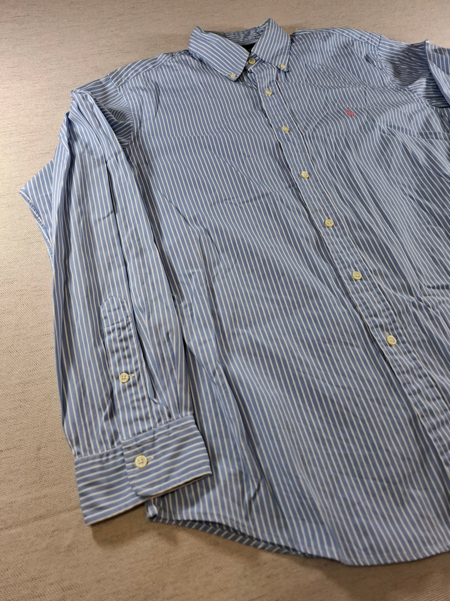 001415 – Polo Ralph Lauren Shirt – Blue/White Striped, Size L