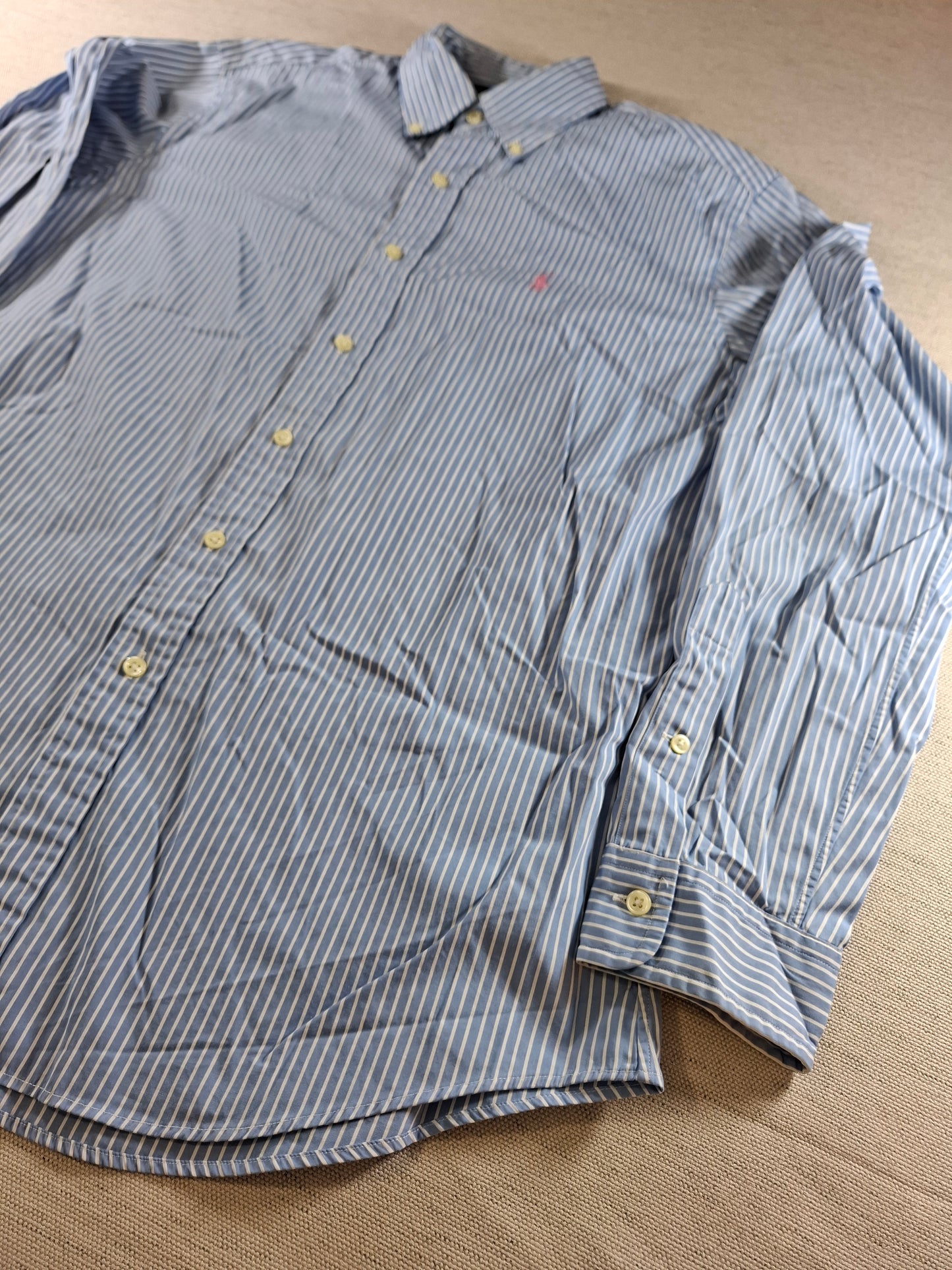 001415 – Polo Ralph Lauren Shirt – Blue/White Striped, Size L