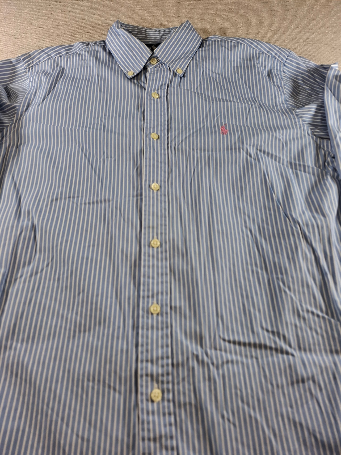 001415 – Polo Ralph Lauren Shirt – Blue/White Striped, Size L