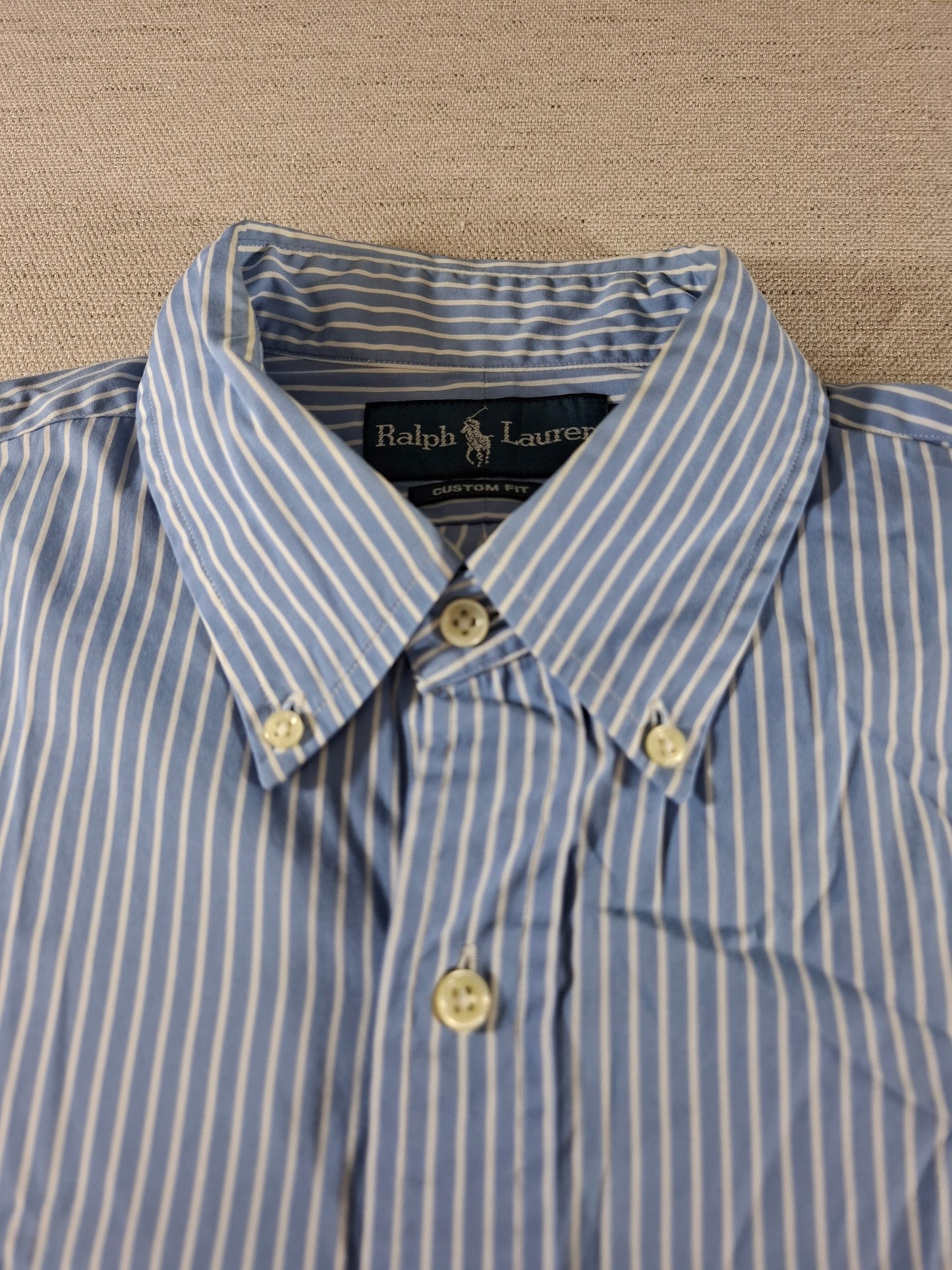 001415 – Polo Ralph Lauren Shirt – Blue/White Striped, Size L