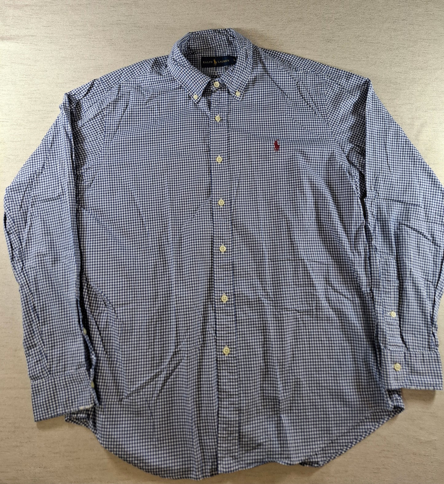 001416 – Polo Ralph Lauren Shirt – Blue/White Plaid, Size L