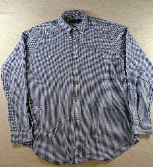 001416 – Polo Ralph Lauren Shirt – Blue/White Plaid, Size L
