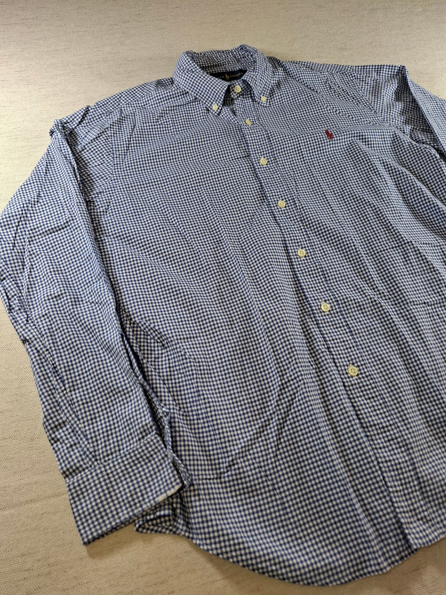 001416 – Polo Ralph Lauren Shirt – Blue/White Plaid, Size L