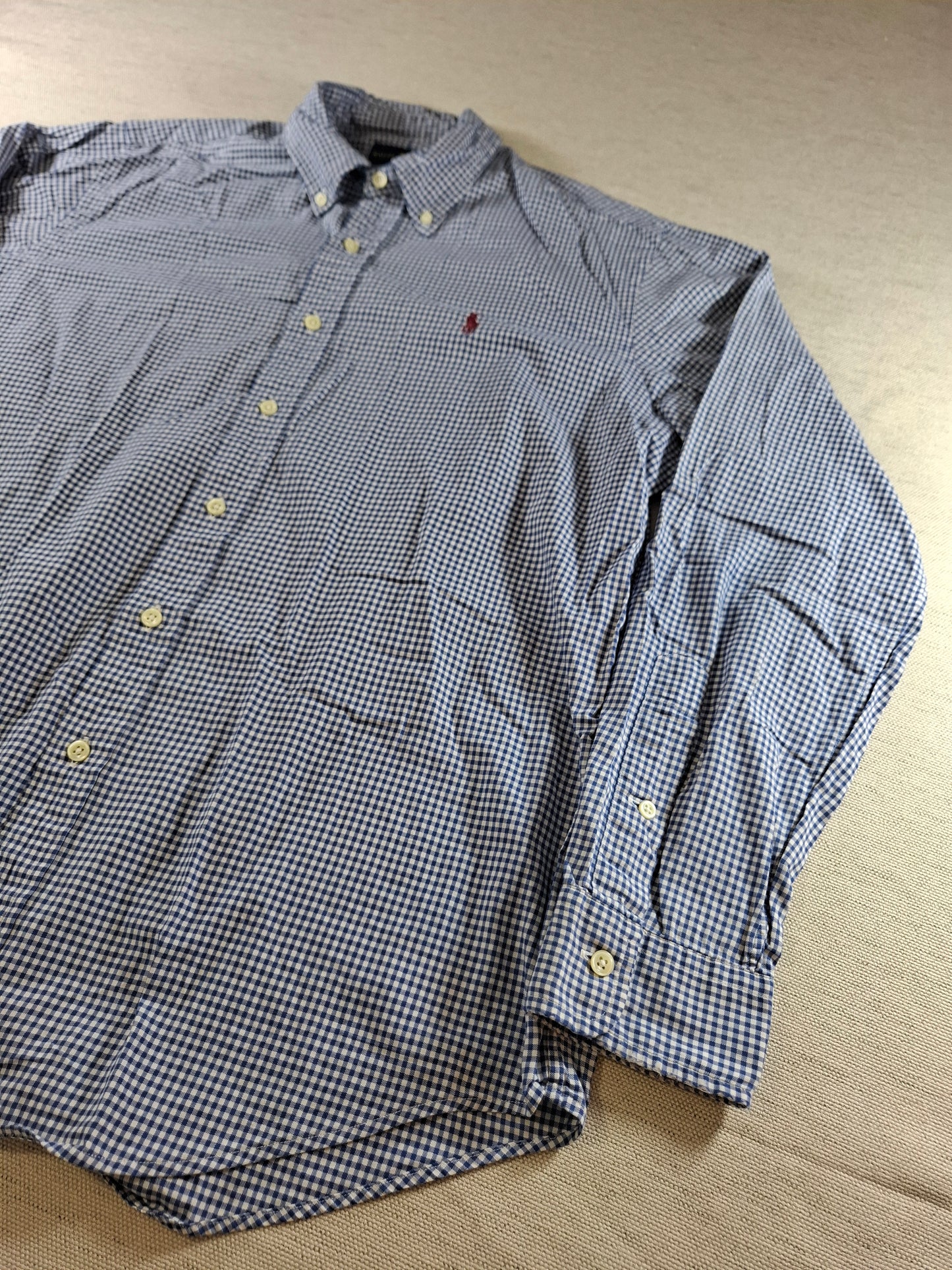 001416 – Polo Ralph Lauren Shirt – Blue/White Plaid, Size L