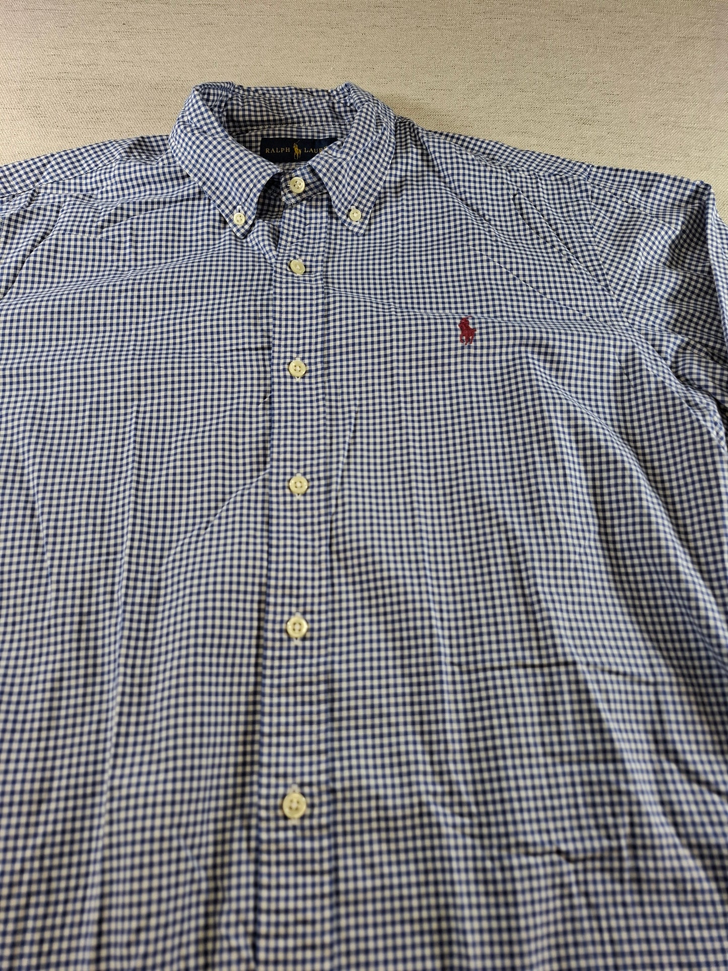 001416 – Polo Ralph Lauren Shirt – Blue/White Plaid, Size L