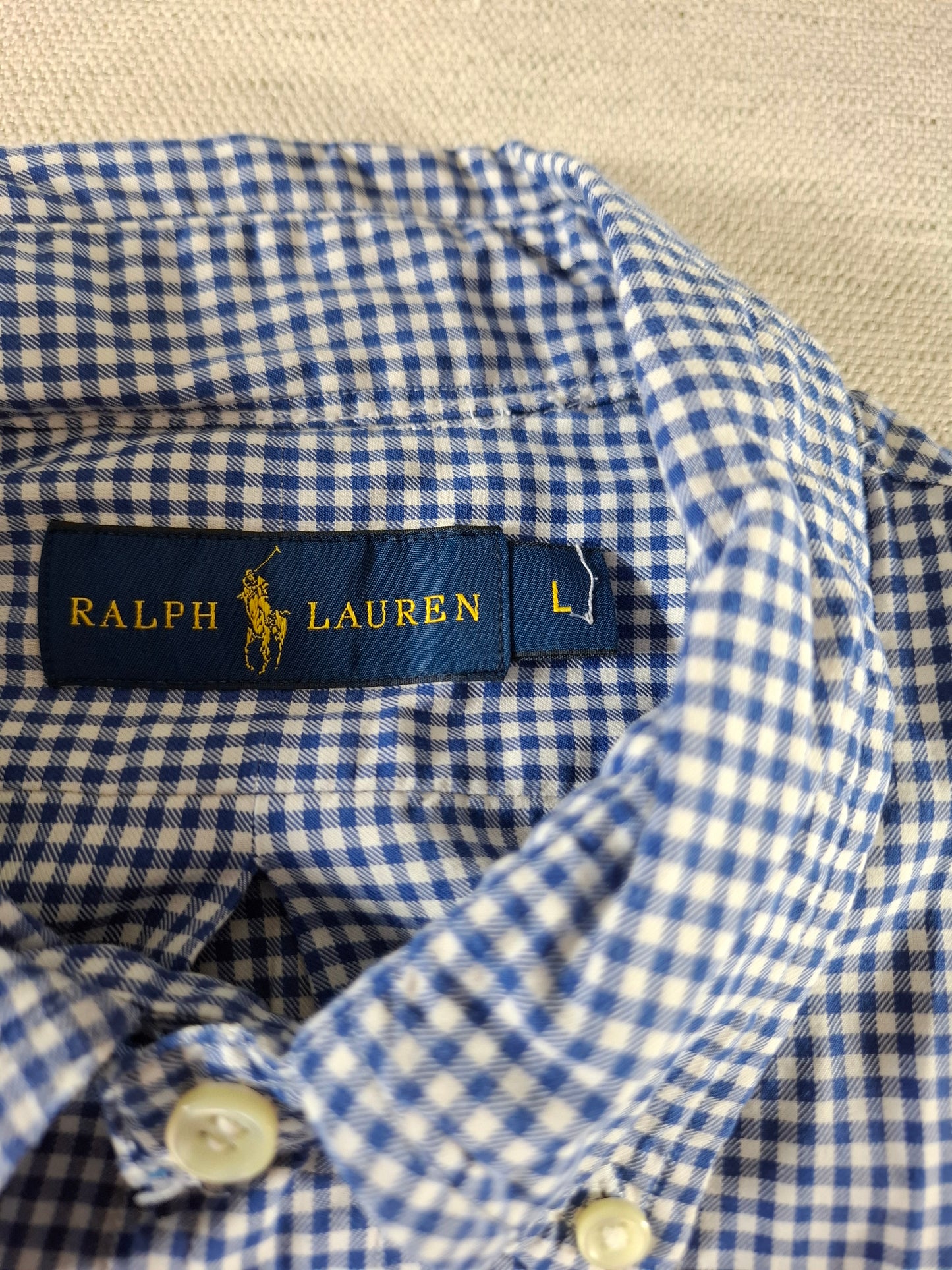 001416 – Polo Ralph Lauren Shirt – Blue/White Plaid, Size L
