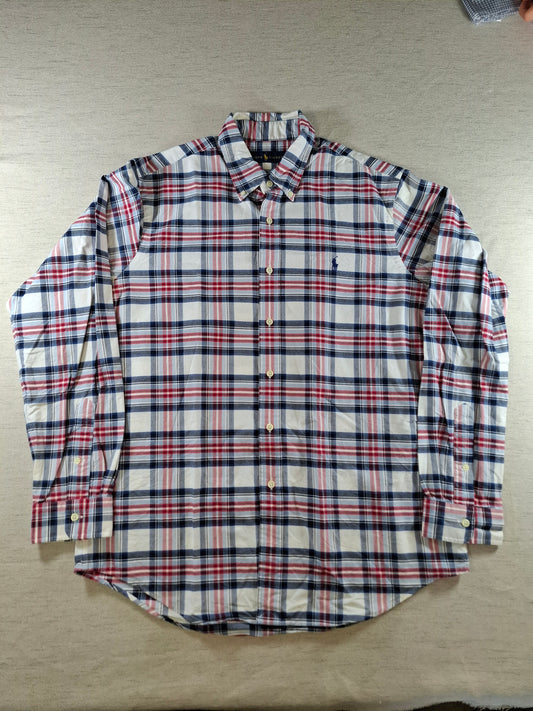 001417 – Polo Ralph Lauren Shirt – Red/White/Blue Plaid, Size L
