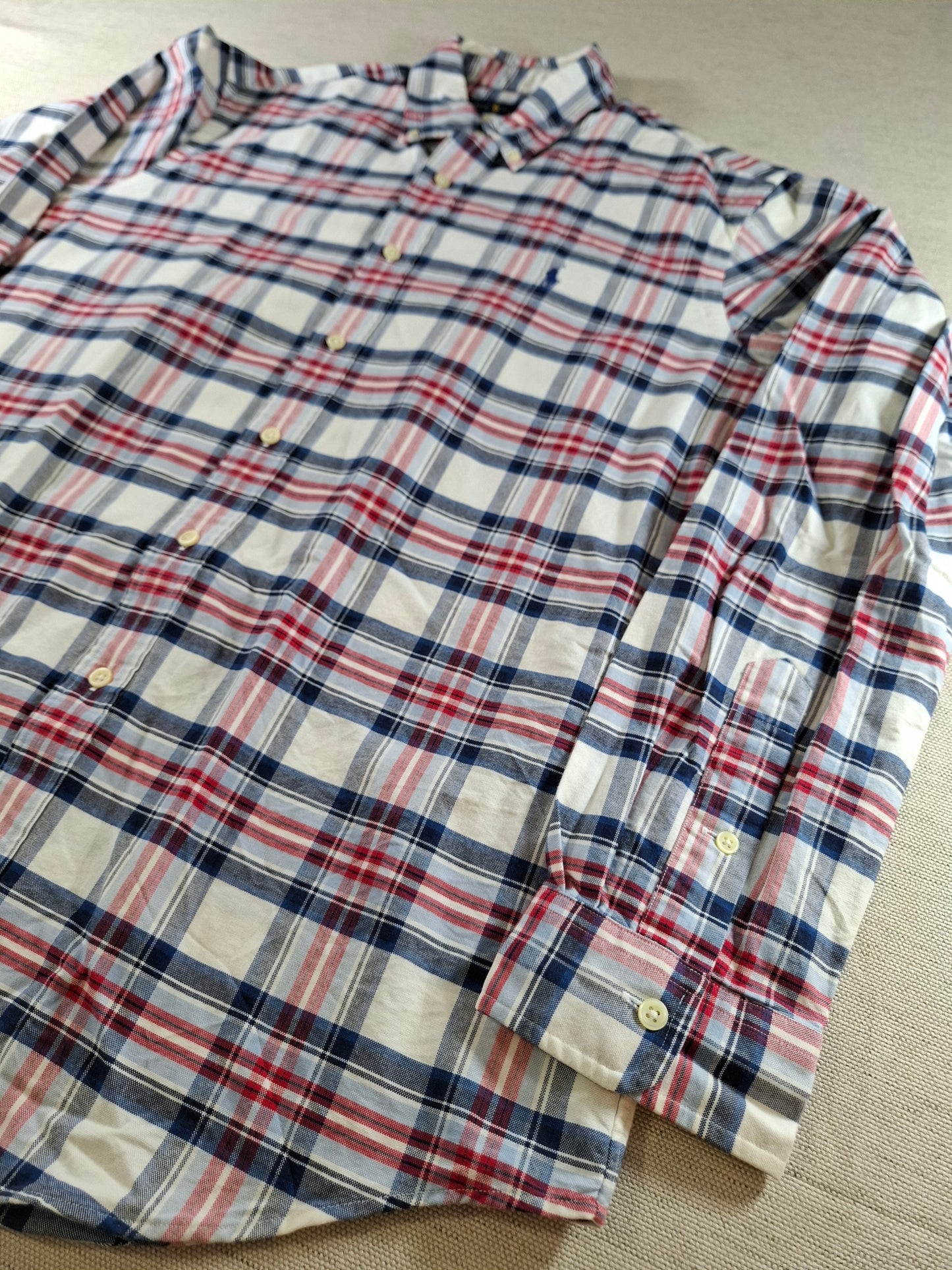 001417 – Polo Ralph Lauren Shirt – Red/White/Blue Plaid, Size L