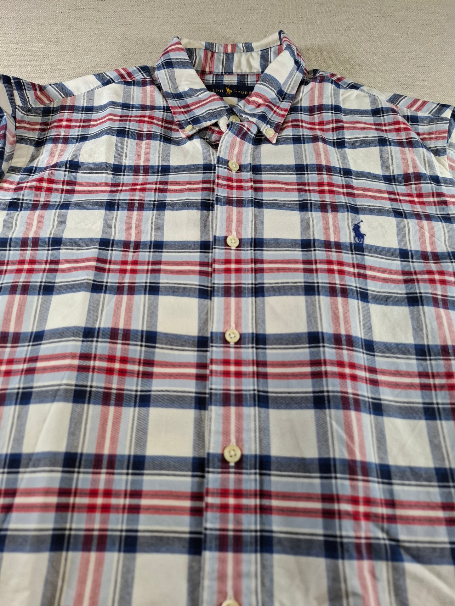 001417 – Polo Ralph Lauren Shirt – Red/White/Blue Plaid, Size L