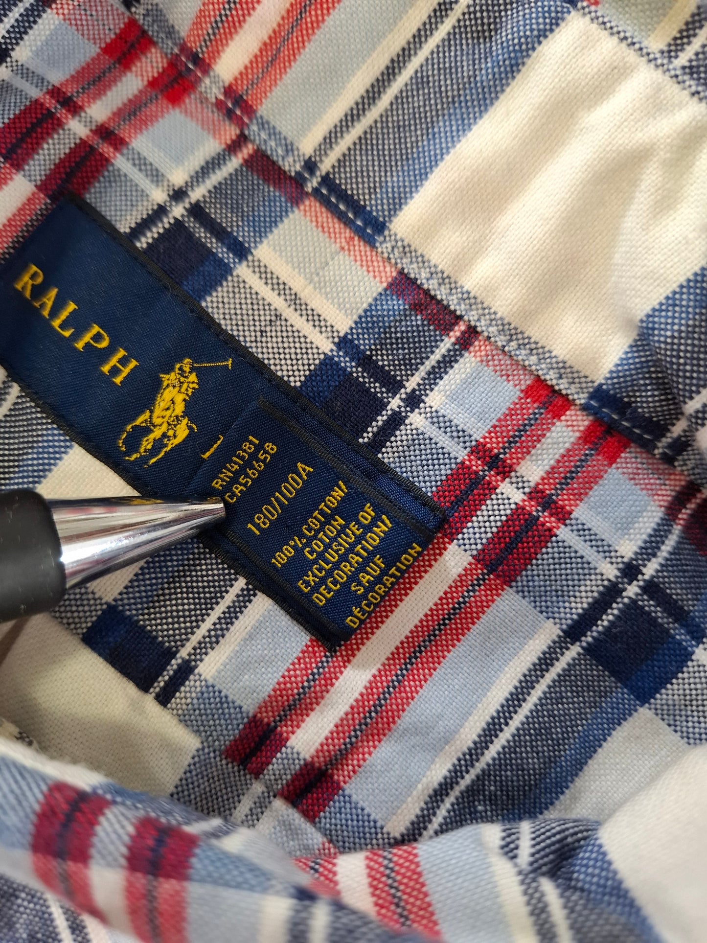 001417 – Polo Ralph Lauren Shirt – Red/White/Blue Plaid, Size L