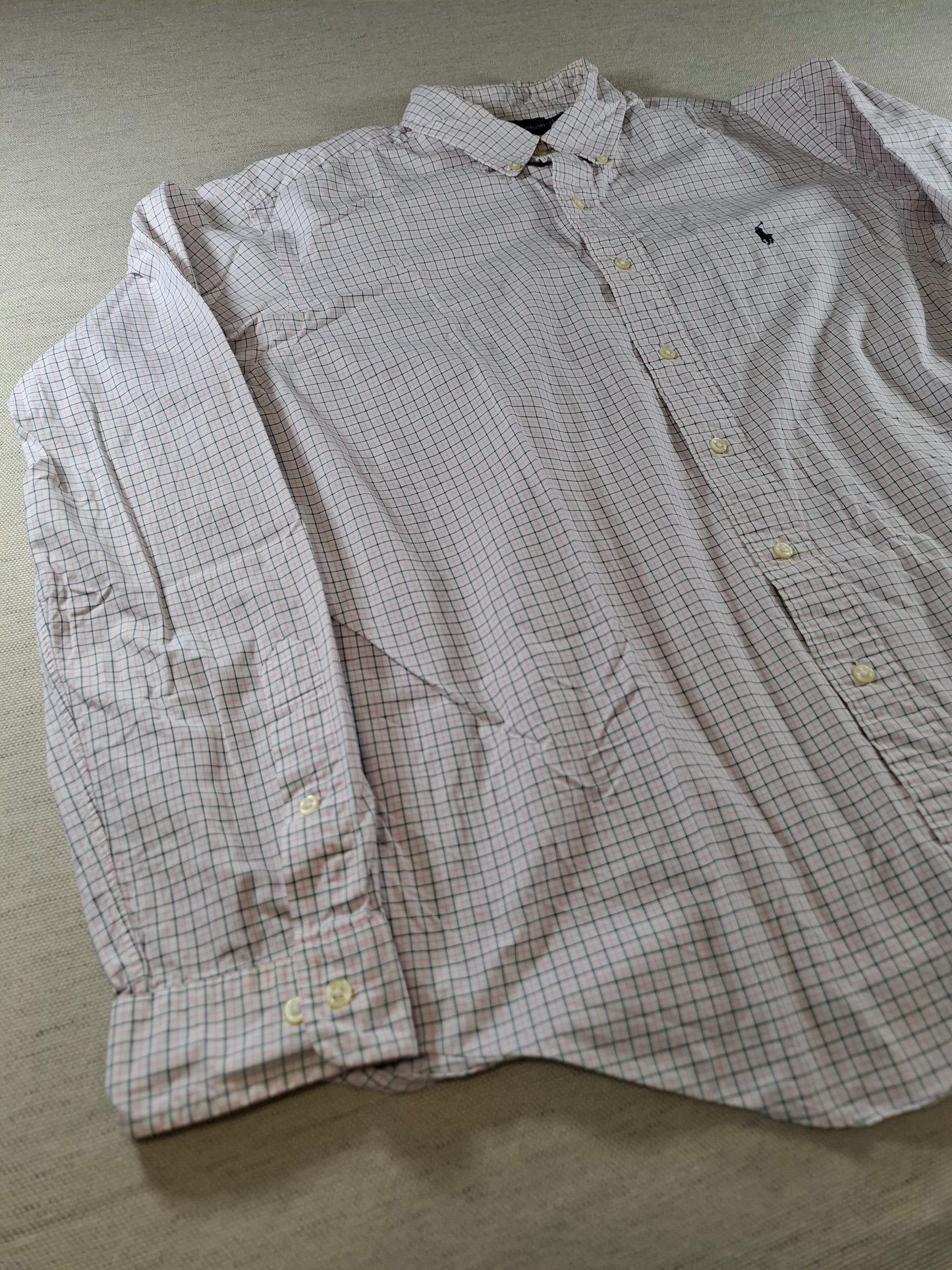 001418 – Polo Ralph Lauren Shirt – Pink/White/Black Striped, Size 17 36/37