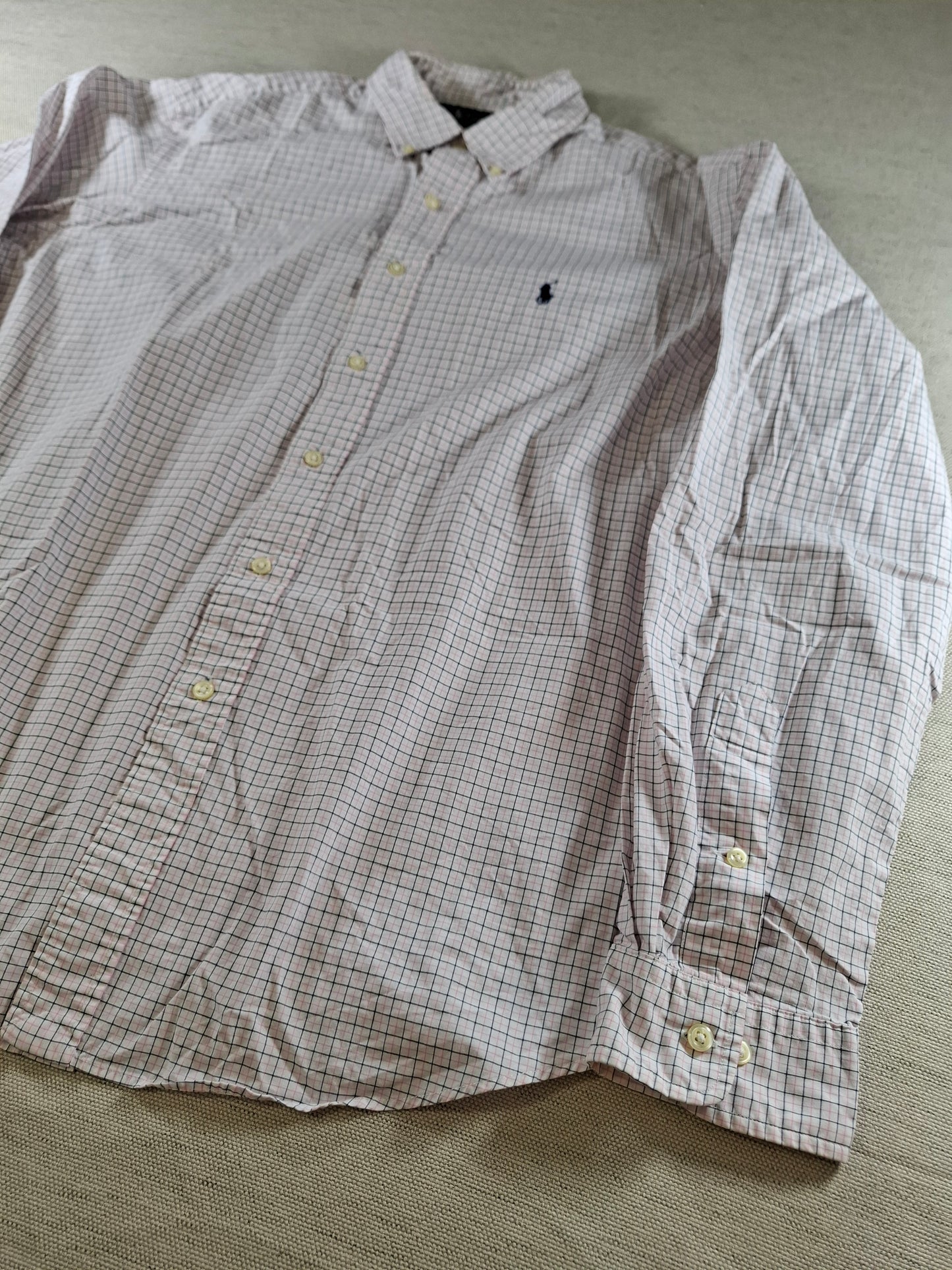 001418 – Polo Ralph Lauren Shirt – Pink/White/Black Striped, Size 17 36/37