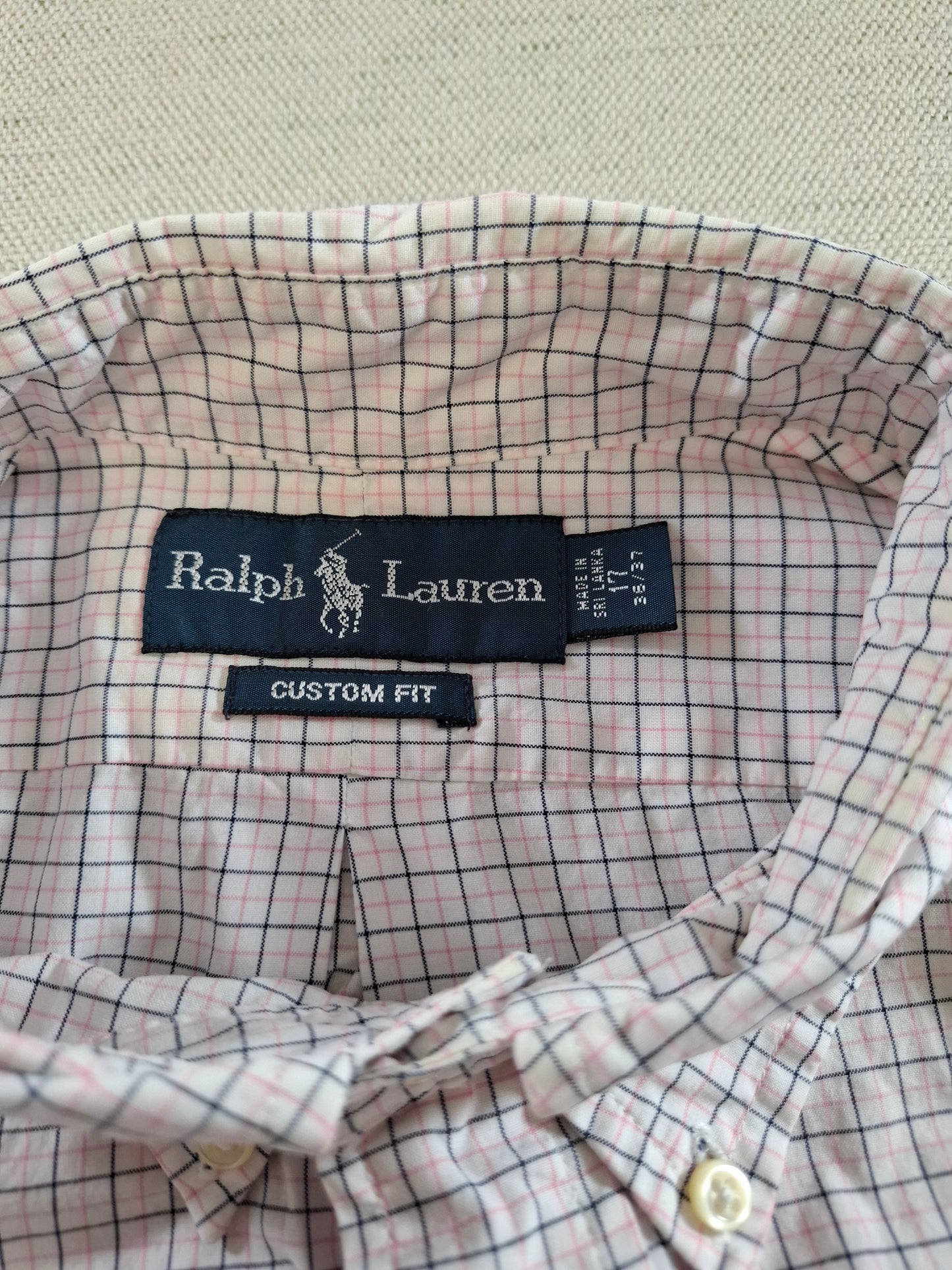 001418 – Polo Ralph Lauren Shirt – Pink/White/Black Striped, Size 17 36/37