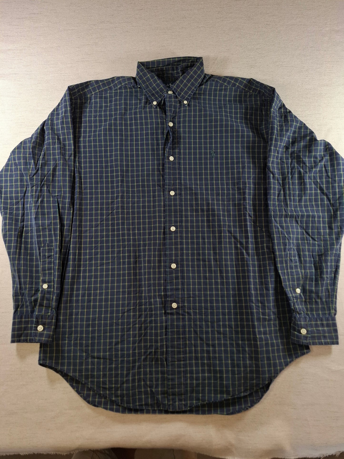 001419 – Polo Ralph Lauren Shirt – Blue/Yellow/Green Plaid, Size M