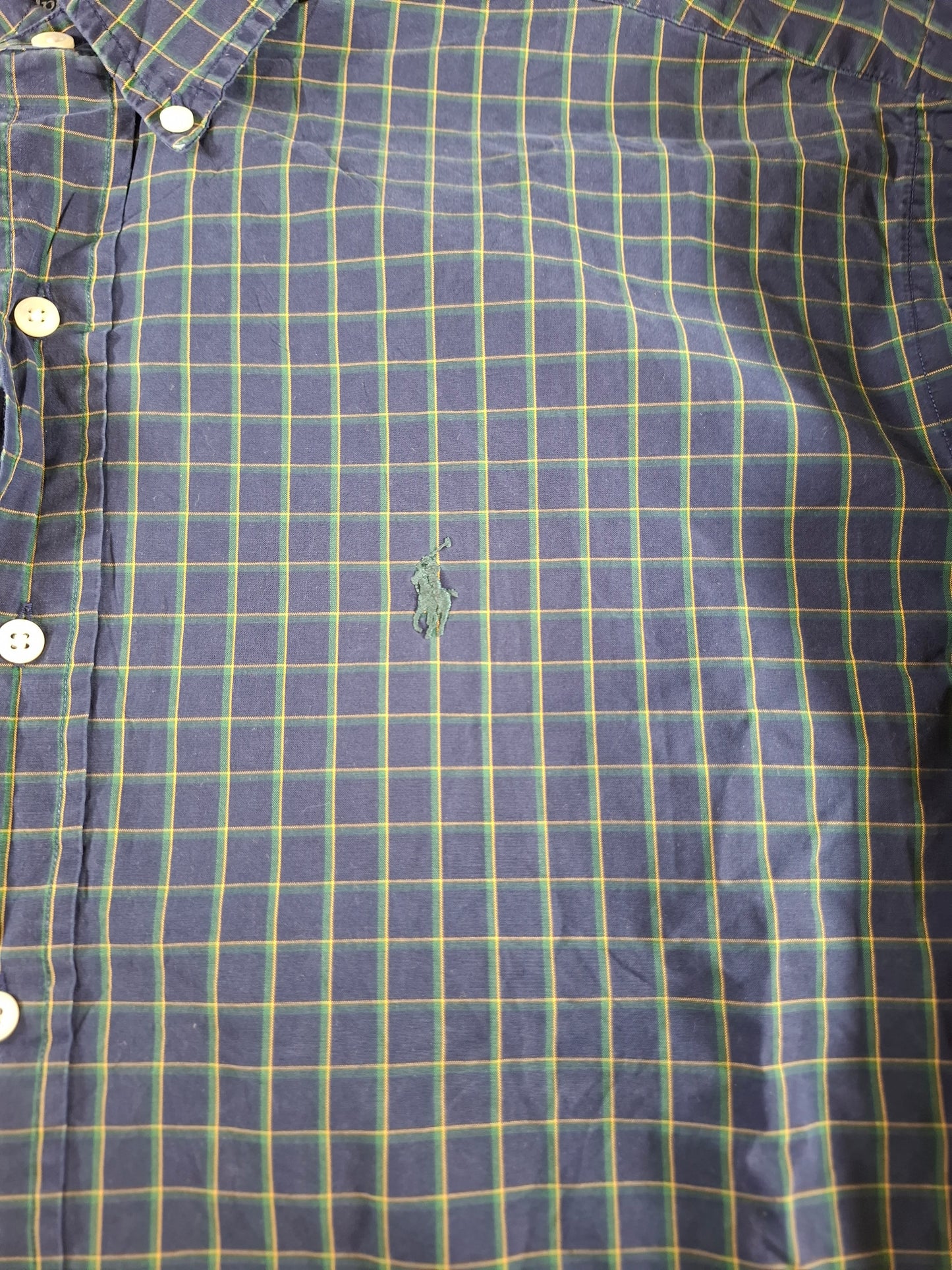 001419 – Polo Ralph Lauren Shirt – Blue/Yellow/Green Plaid, Size M