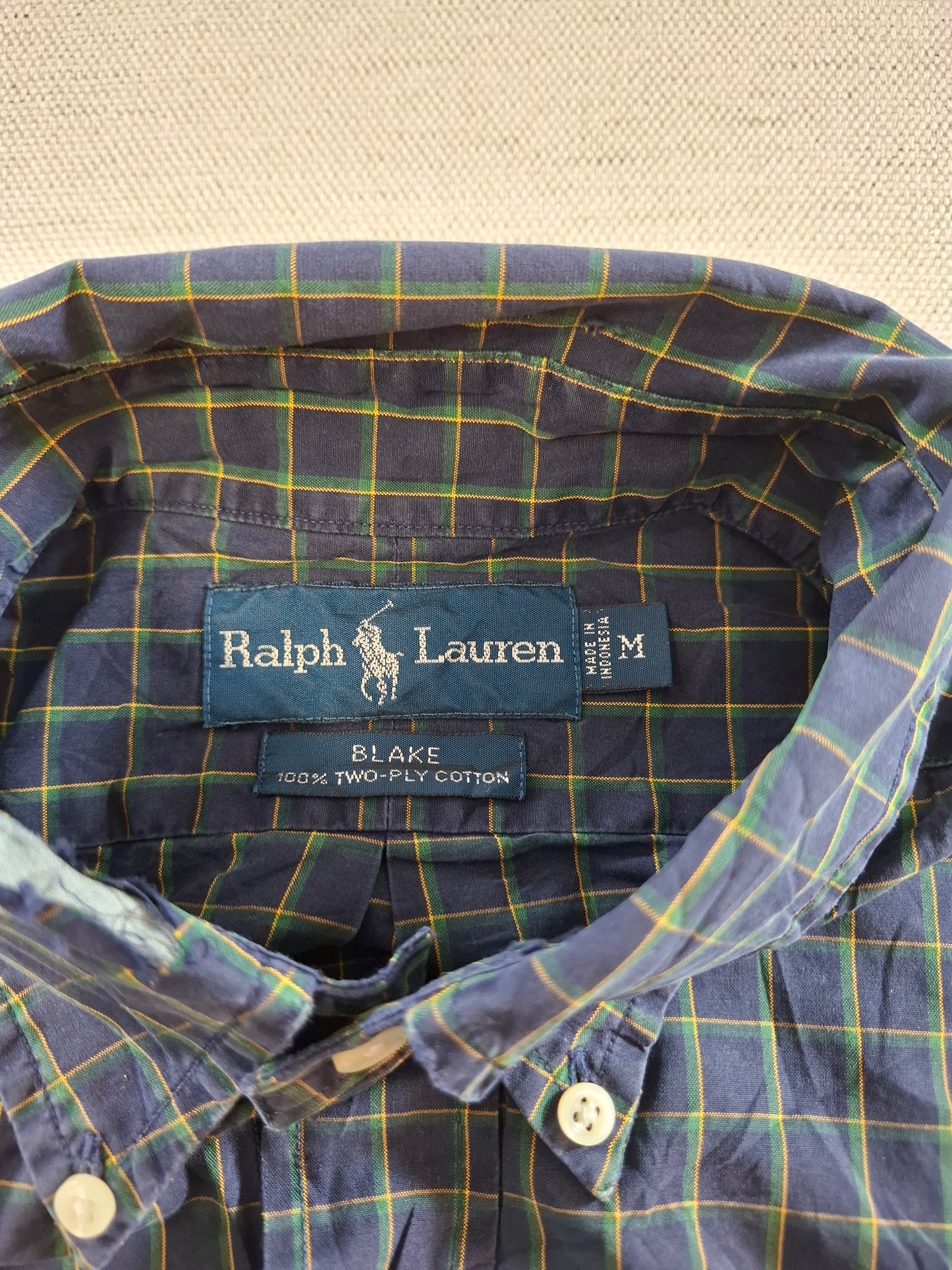 001419 – Polo Ralph Lauren Shirt – Blue/Yellow/Green Plaid, Size M