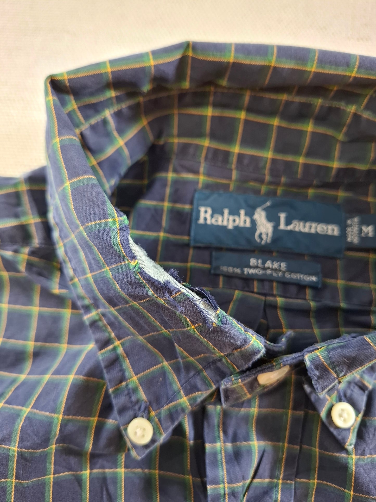 001419 – Polo Ralph Lauren Shirt – Blue/Yellow/Green Plaid, Size M