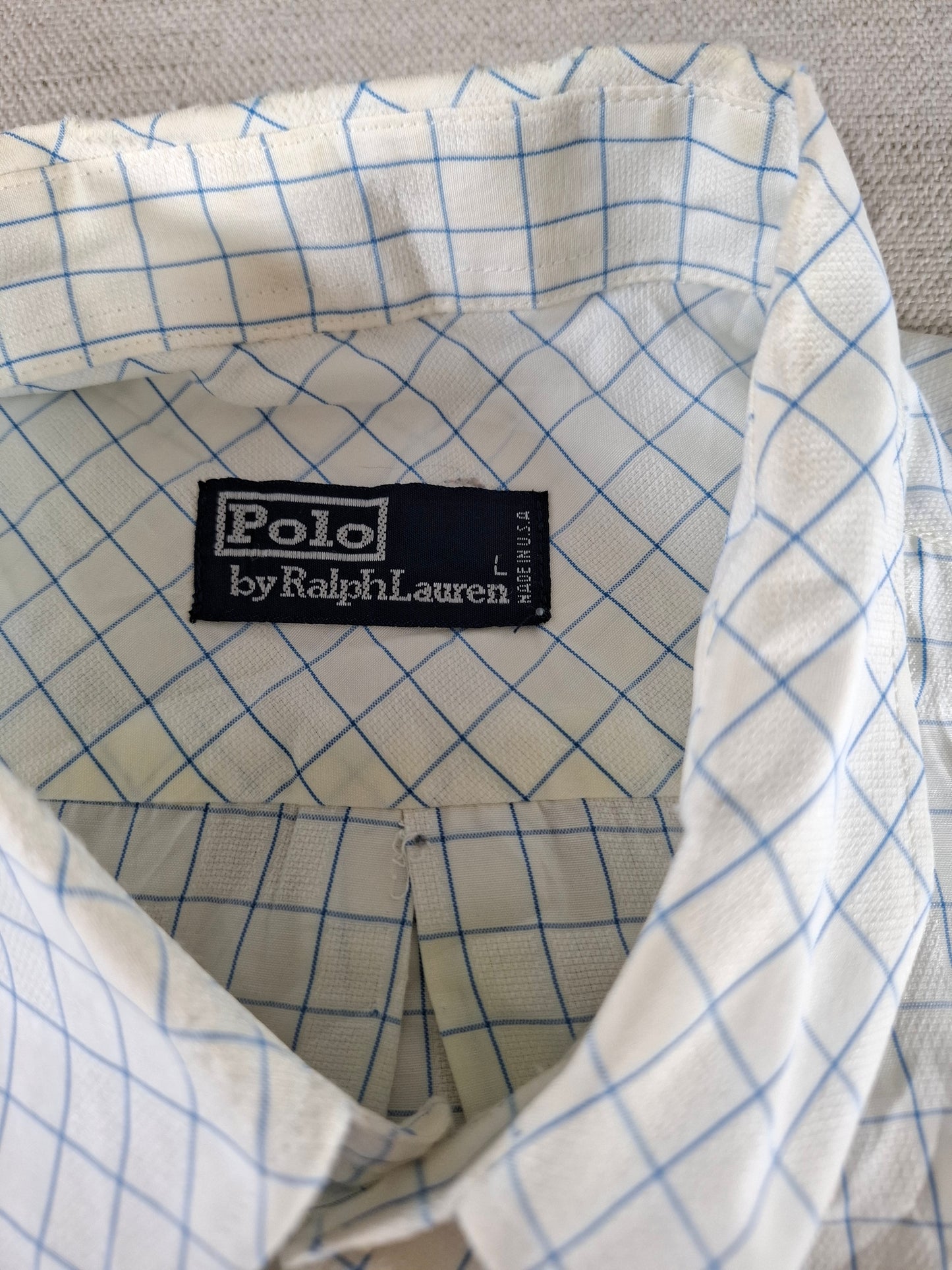 001420 – Polo Ralph Lauren Shirt – Blue/White Plaid, Size L