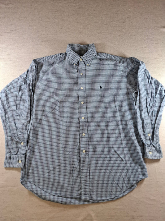 001421 – Polo Ralph Lauren Shirt – Blue/Brown Plaid, Size M