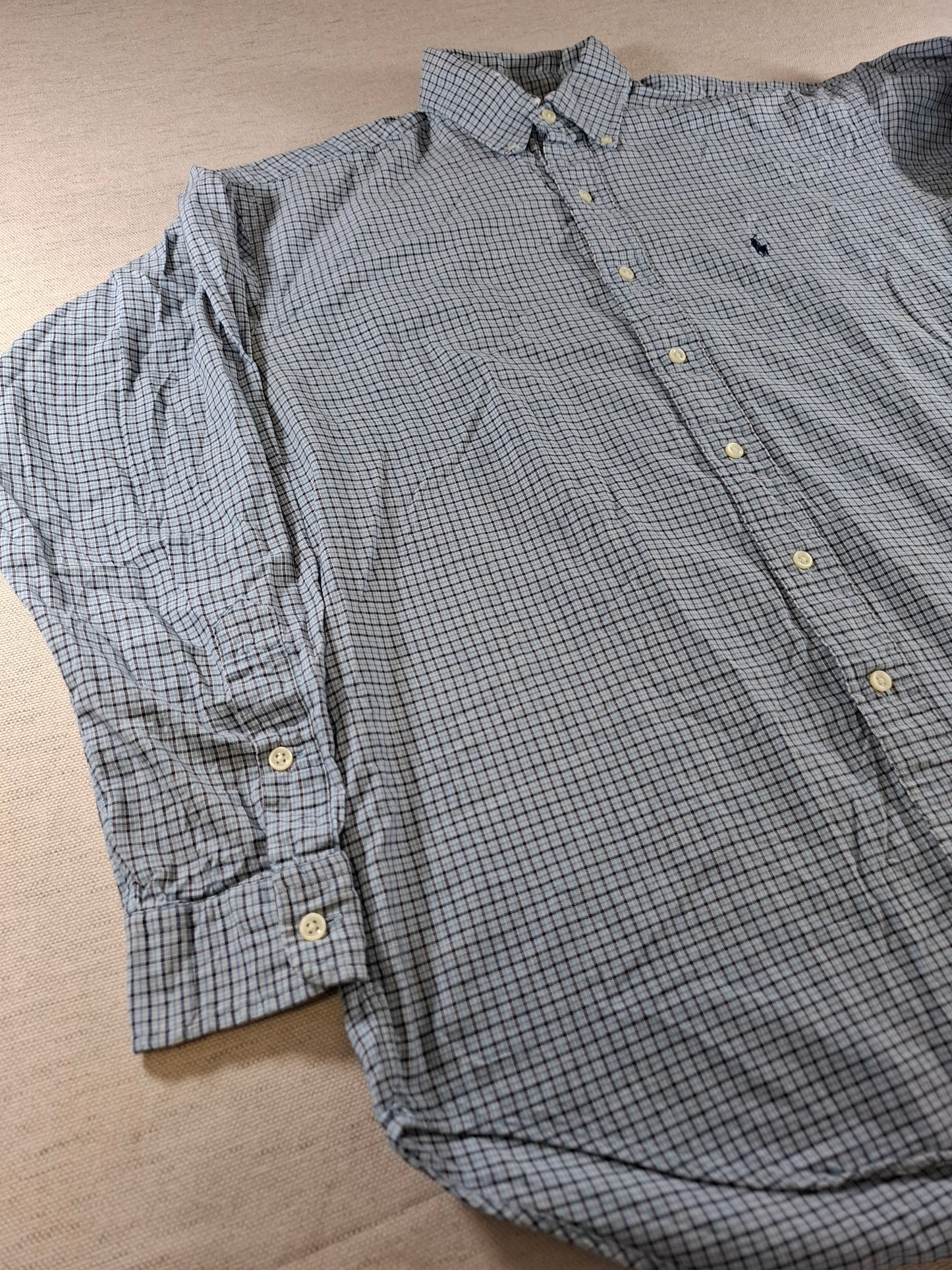 001421 – Polo Ralph Lauren Shirt – Blue/Brown Plaid, Size M
