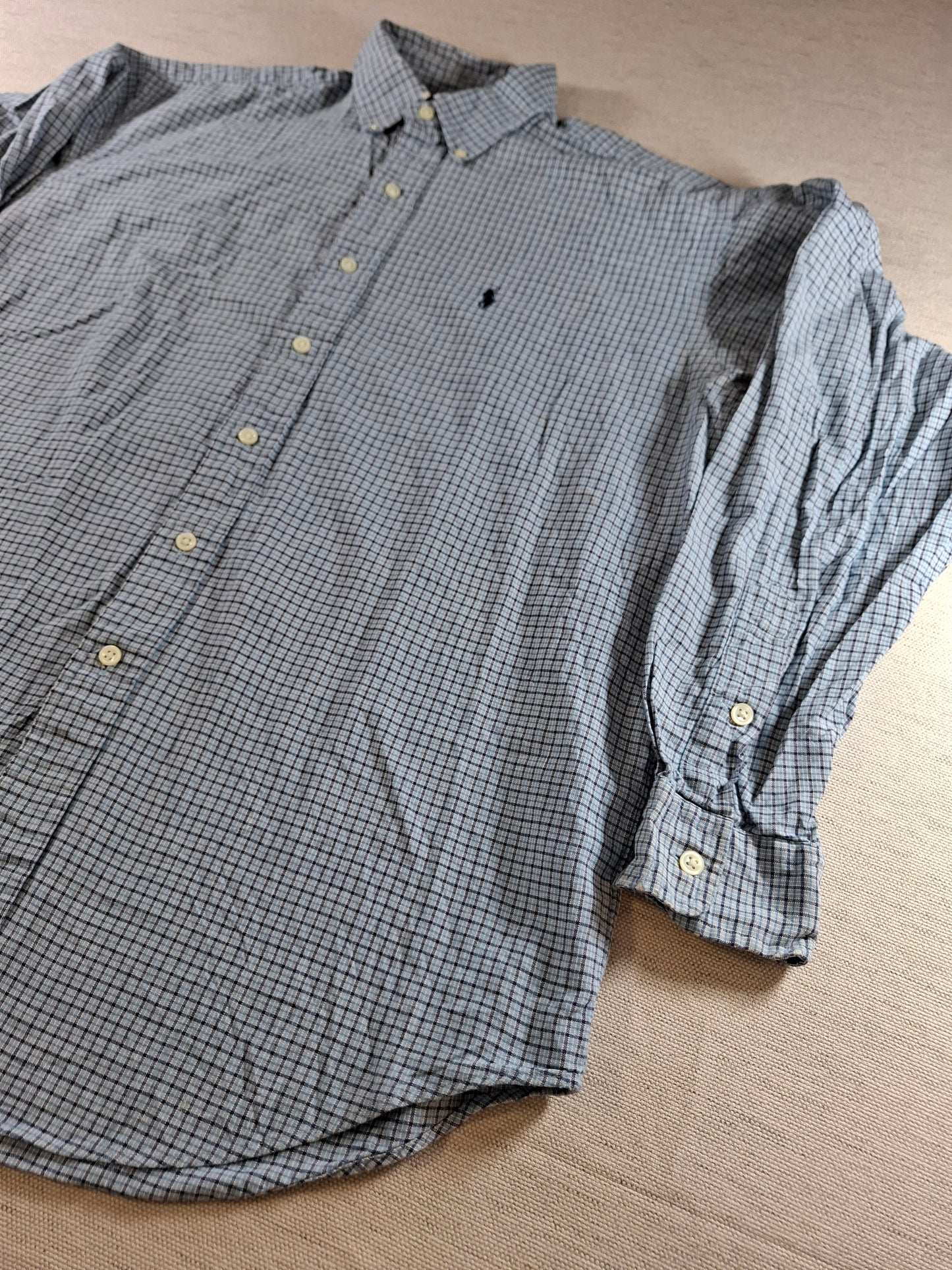 001421 – Polo Ralph Lauren Shirt – Blue/Brown Plaid, Size M