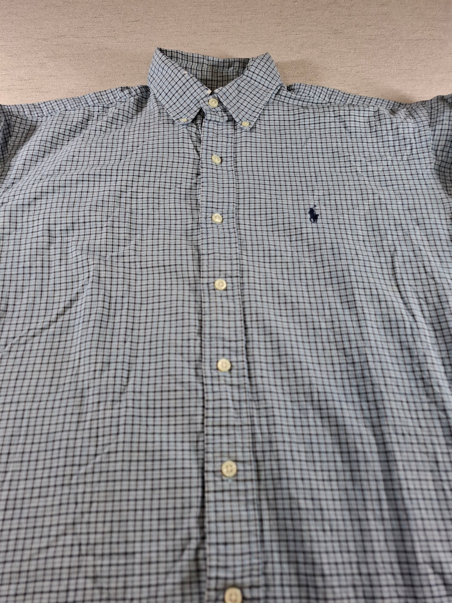 001421 – Polo Ralph Lauren Shirt – Blue/Brown Plaid, Size M