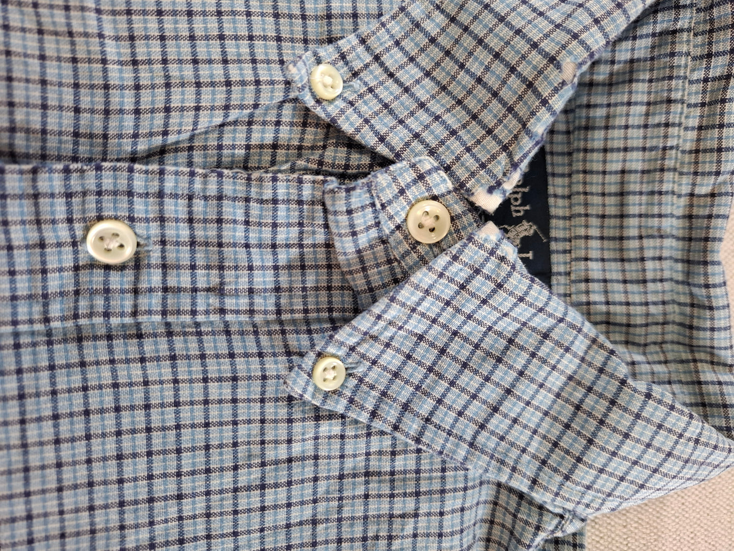 001421 – Polo Ralph Lauren Shirt – Blue/Brown Plaid, Size M