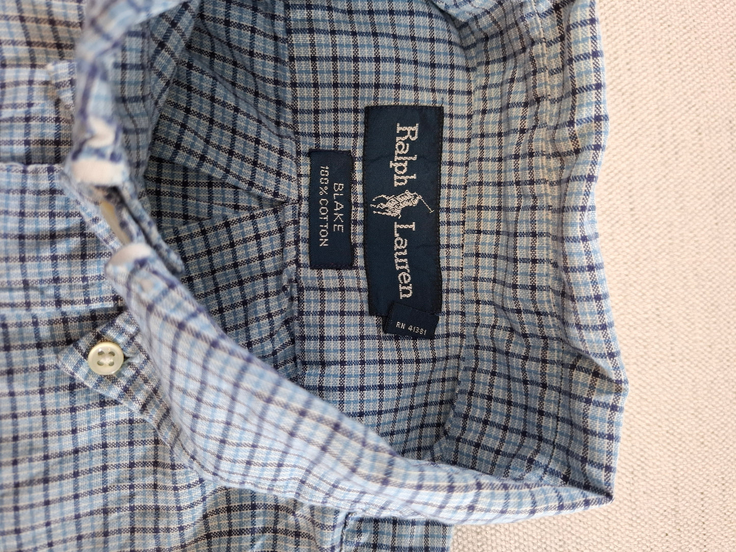 001421 – Polo Ralph Lauren Shirt – Blue/Brown Plaid, Size M