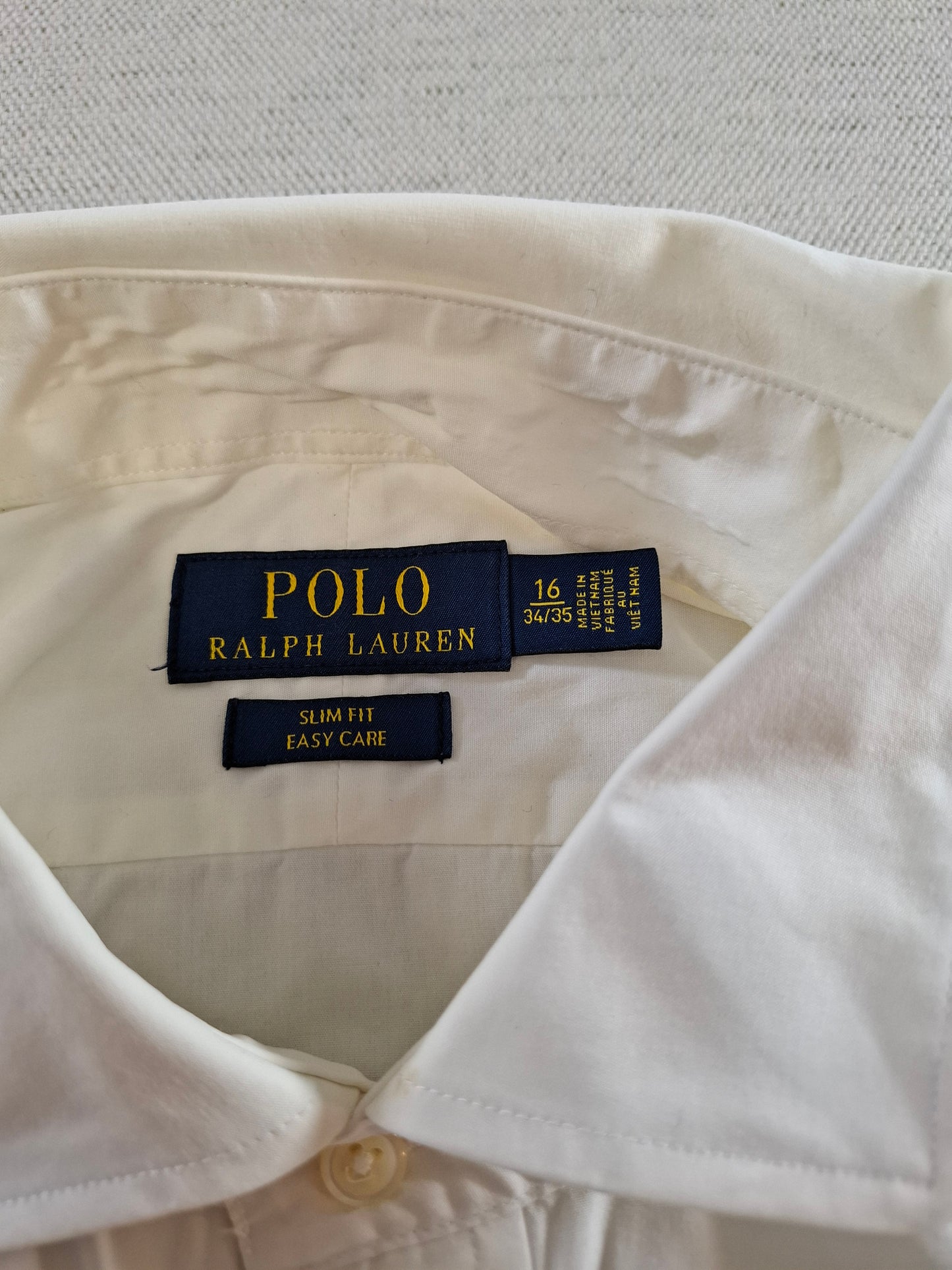 001423 – Polo Ralph Lauren Shirt – White, Size 16 34/35