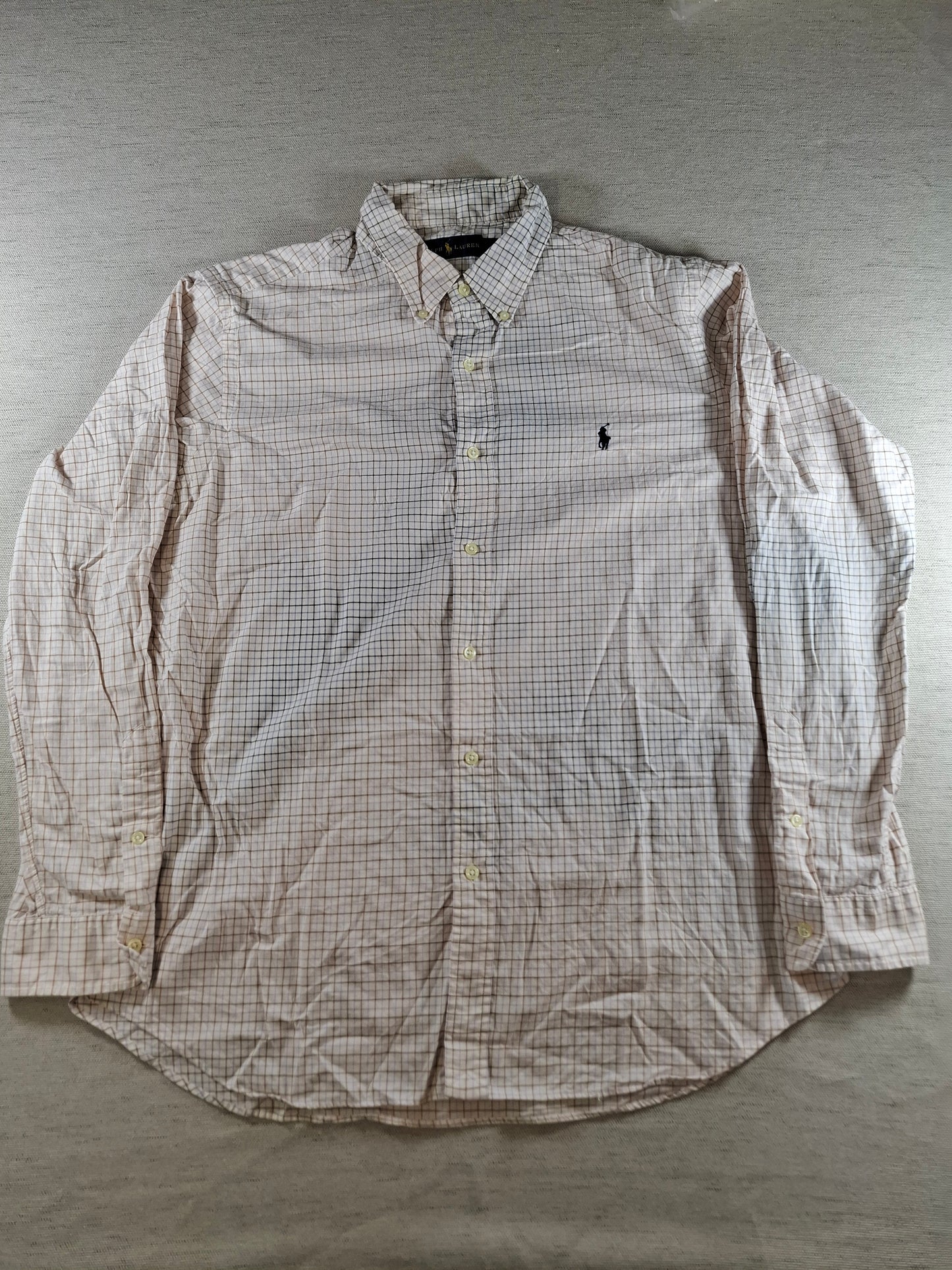 001424 – Polo Ralph Lauren Shirt – Brown/Blue/White Plaid, Size XL