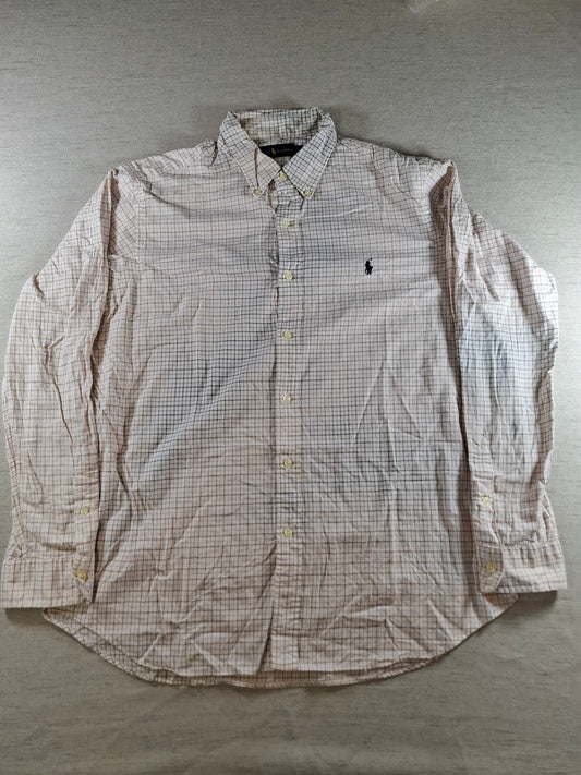 001424 – Polo Ralph Lauren Shirt – Brown/Blue/White Plaid, Size XL