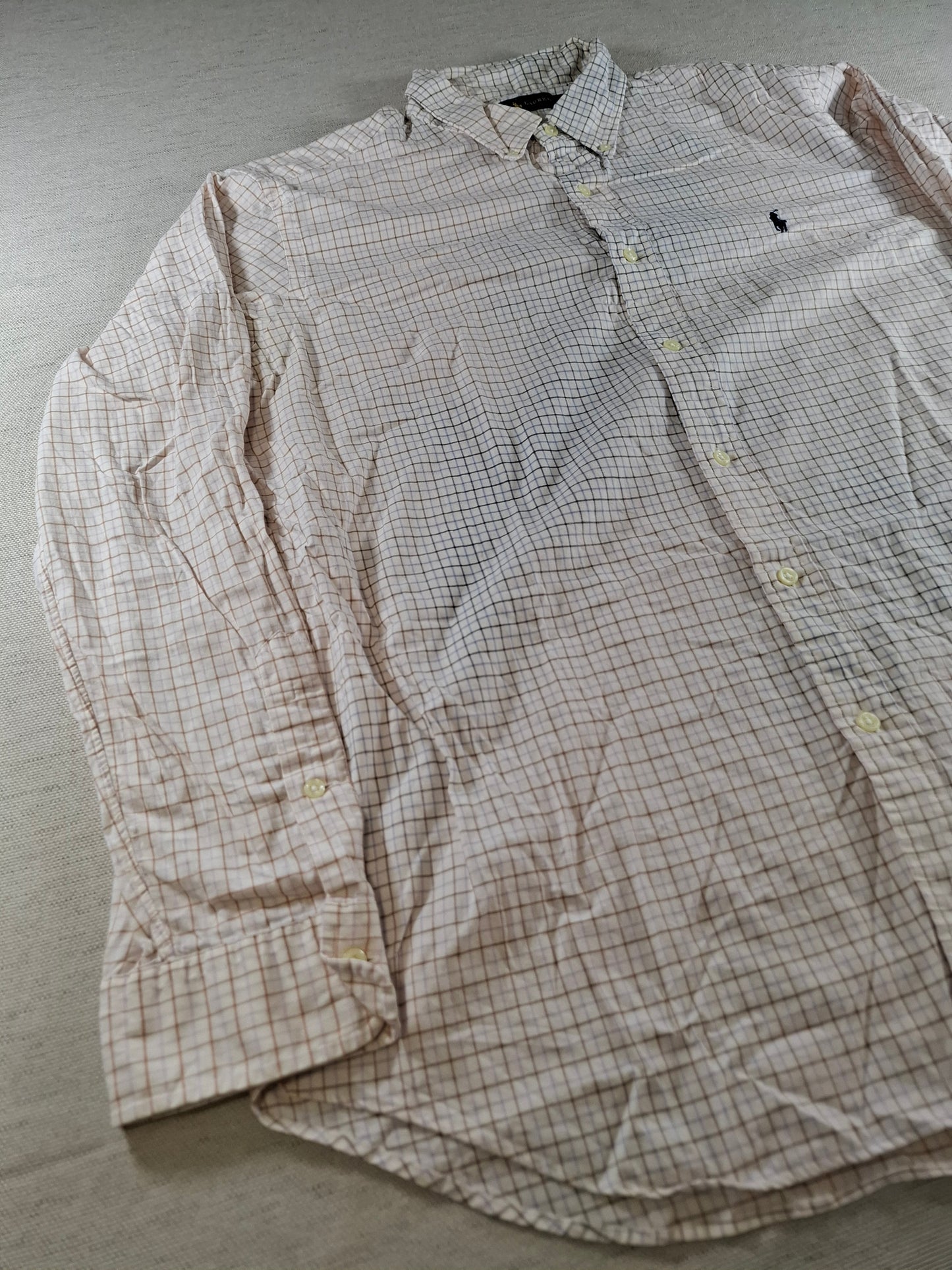 001424 – Polo Ralph Lauren Shirt – Brown/Blue/White Plaid, Size XL