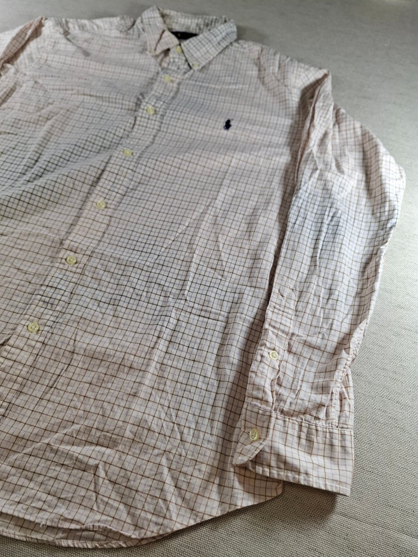 001424 – Polo Ralph Lauren Shirt – Brown/Blue/White Plaid, Size XL
