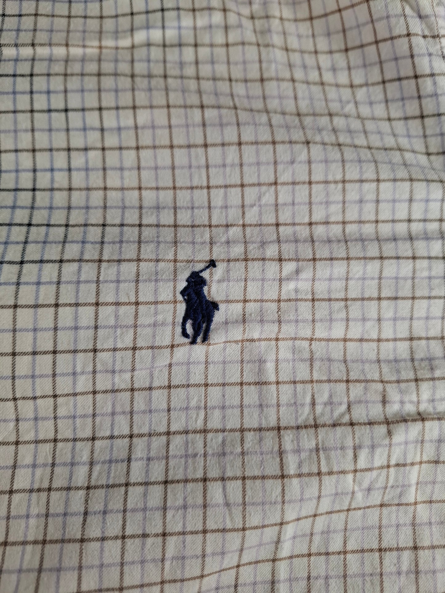 001424 – Polo Ralph Lauren Shirt – Brown/Blue/White Plaid, Size XL