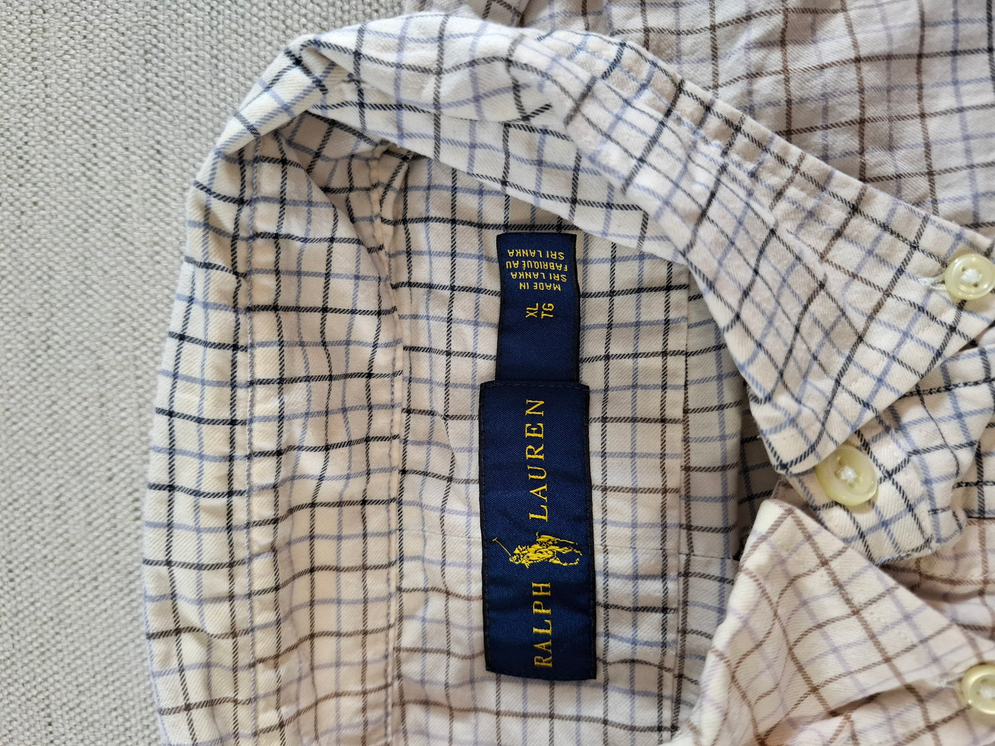 001424 – Polo Ralph Lauren Shirt – Brown/Blue/White Plaid, Size XL