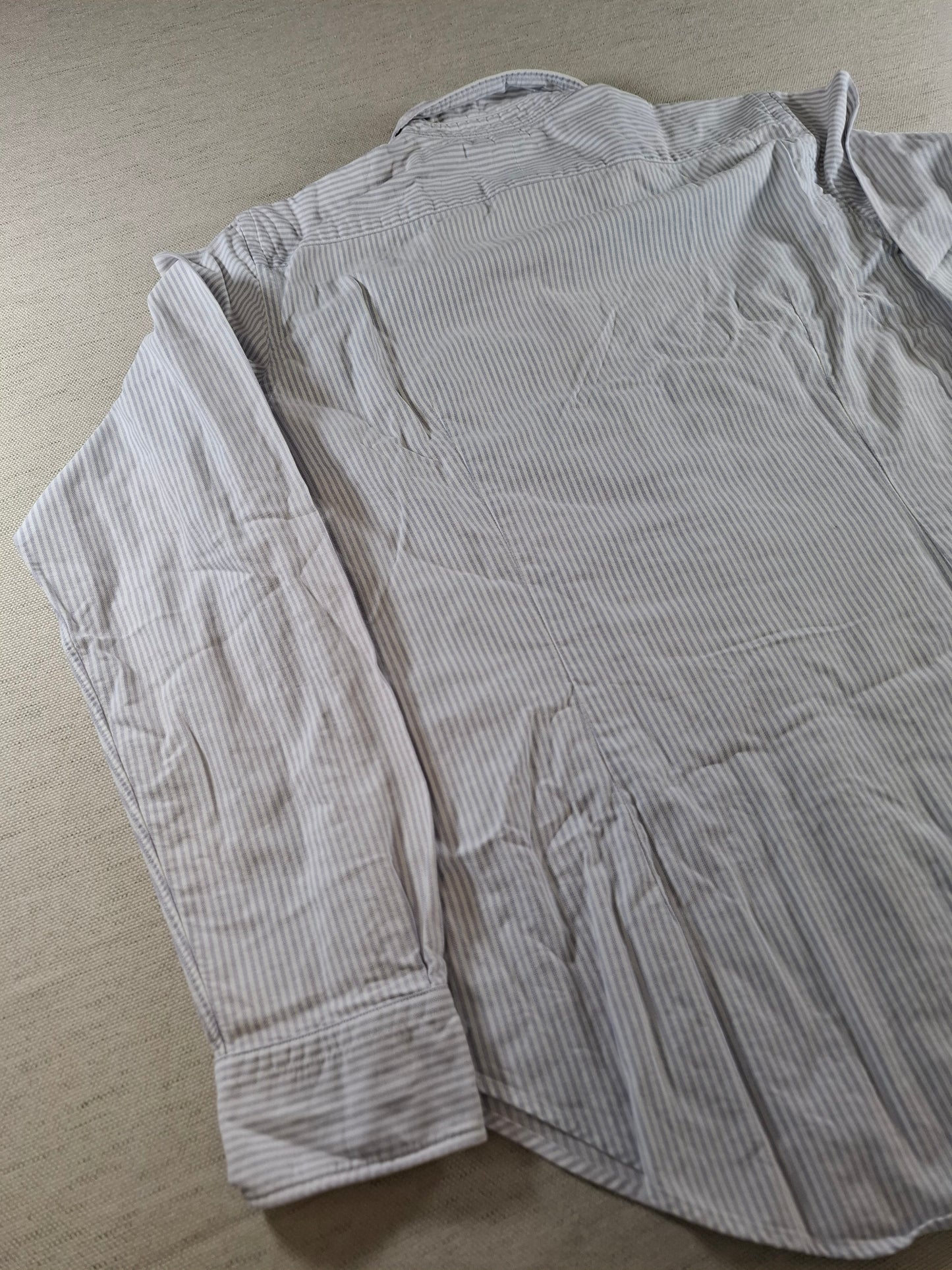 001425 – Polo Ralph Lauren Shirt – White/Light Blue Striped, Size 14