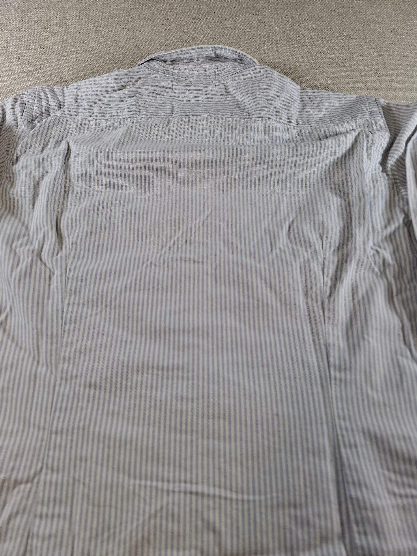 001425 – Polo Ralph Lauren Shirt – White/Light Blue Striped, Size 14