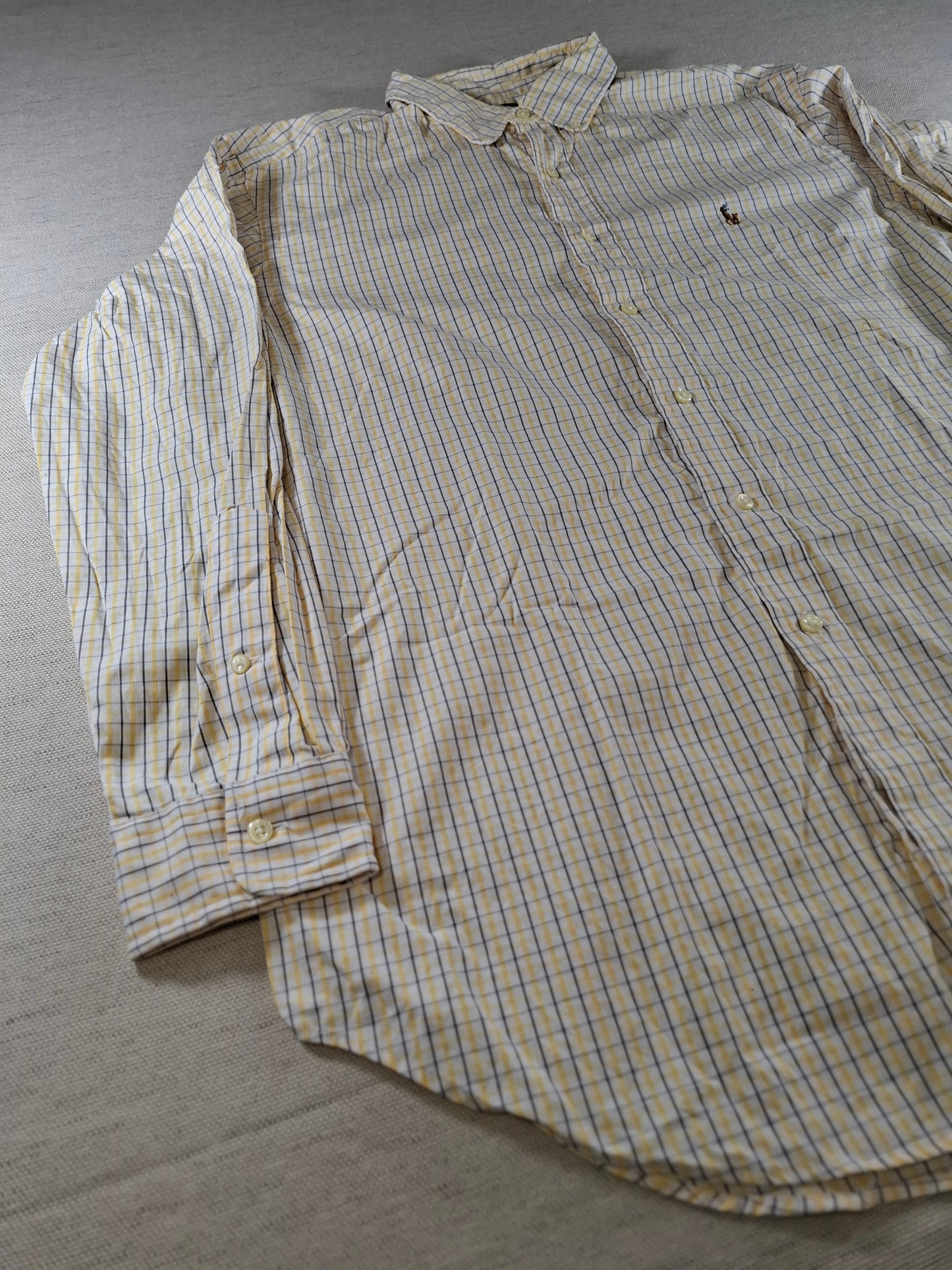 001427 – Polo Ralph Lauren Shirt – Yellow/White/Brown Plaid, Size 16,5 32/33