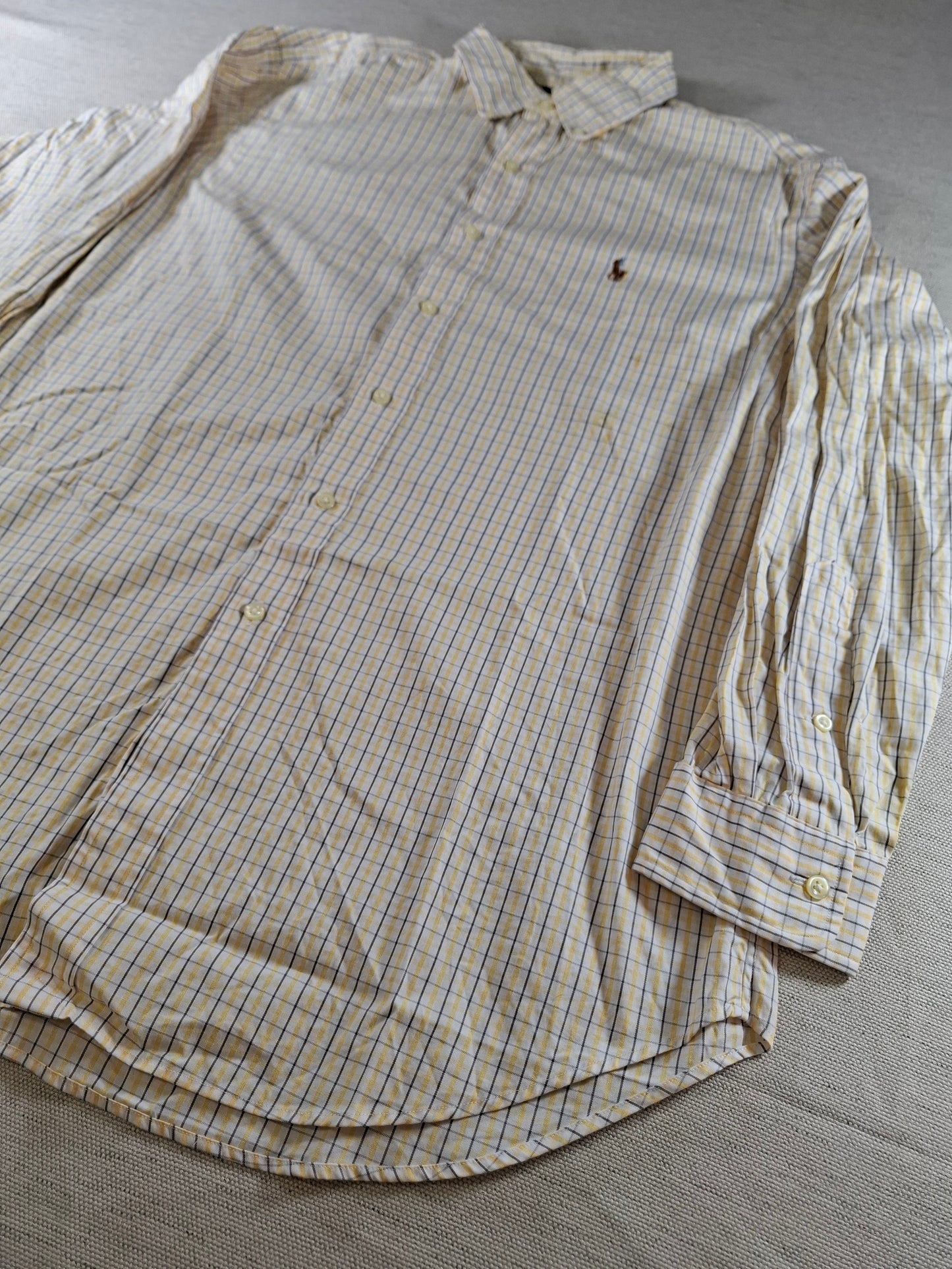 001427 – Polo Ralph Lauren Shirt – Yellow/White/Brown Plaid, Size 16,5 32/33