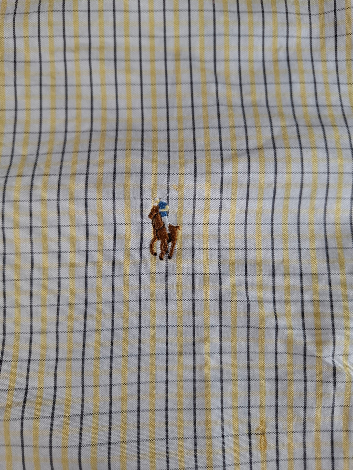 001427 – Polo Ralph Lauren Shirt – Yellow/White/Brown Plaid, Size 16,5 32/33