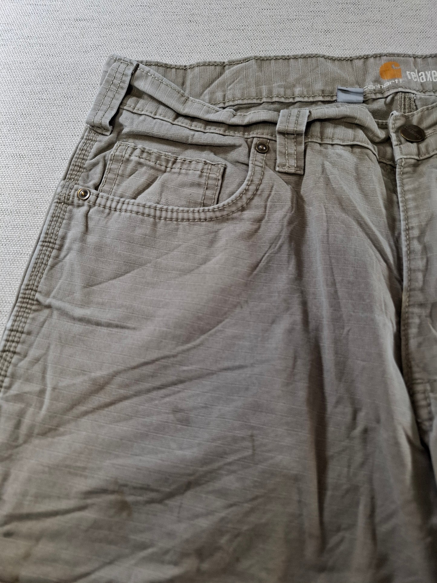 001399 – Carhartt Pants – Khaki/Grey, Size 34/32