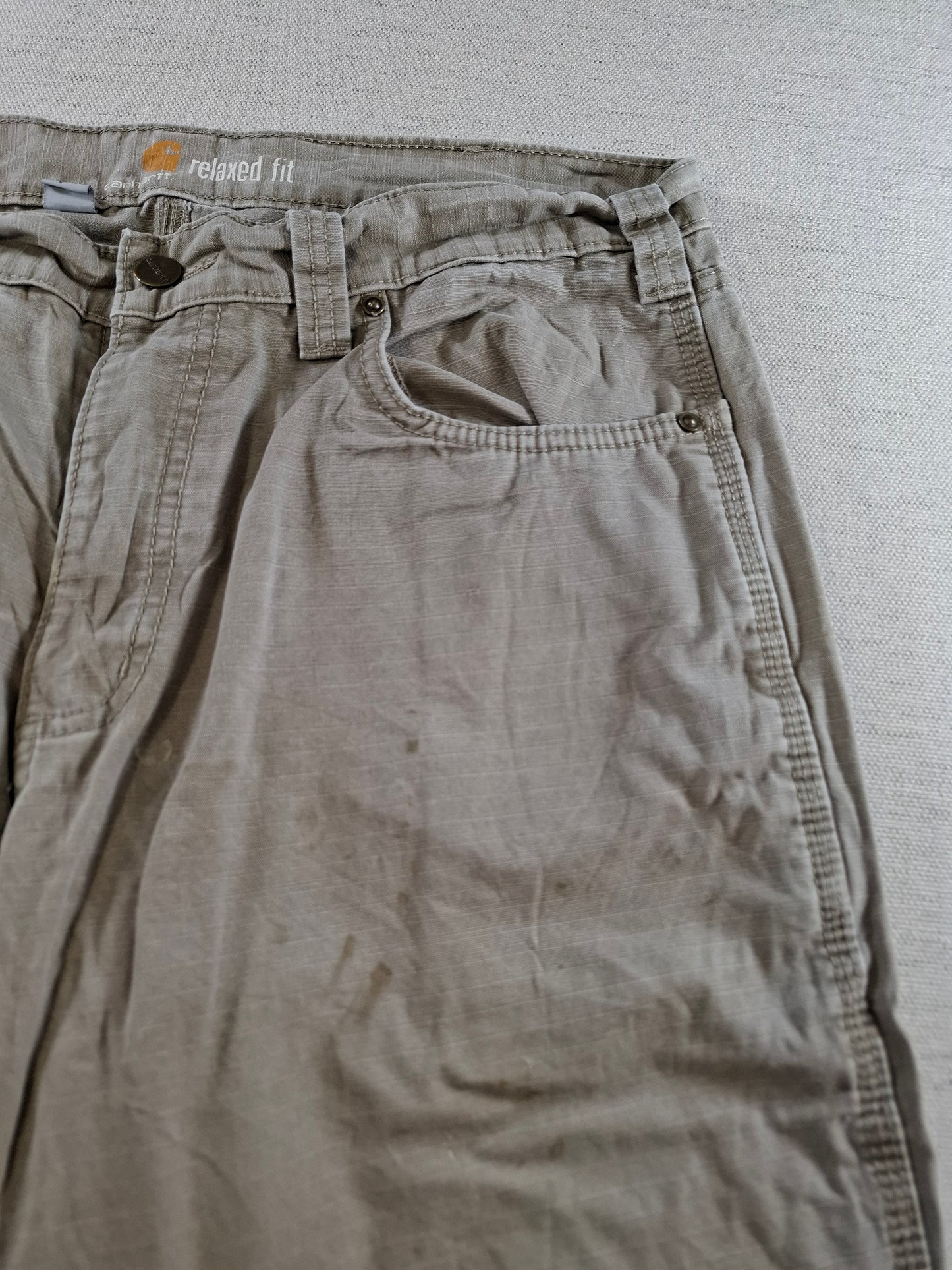 001399 – Carhartt Pants – Khaki/Grey, Size 34/32