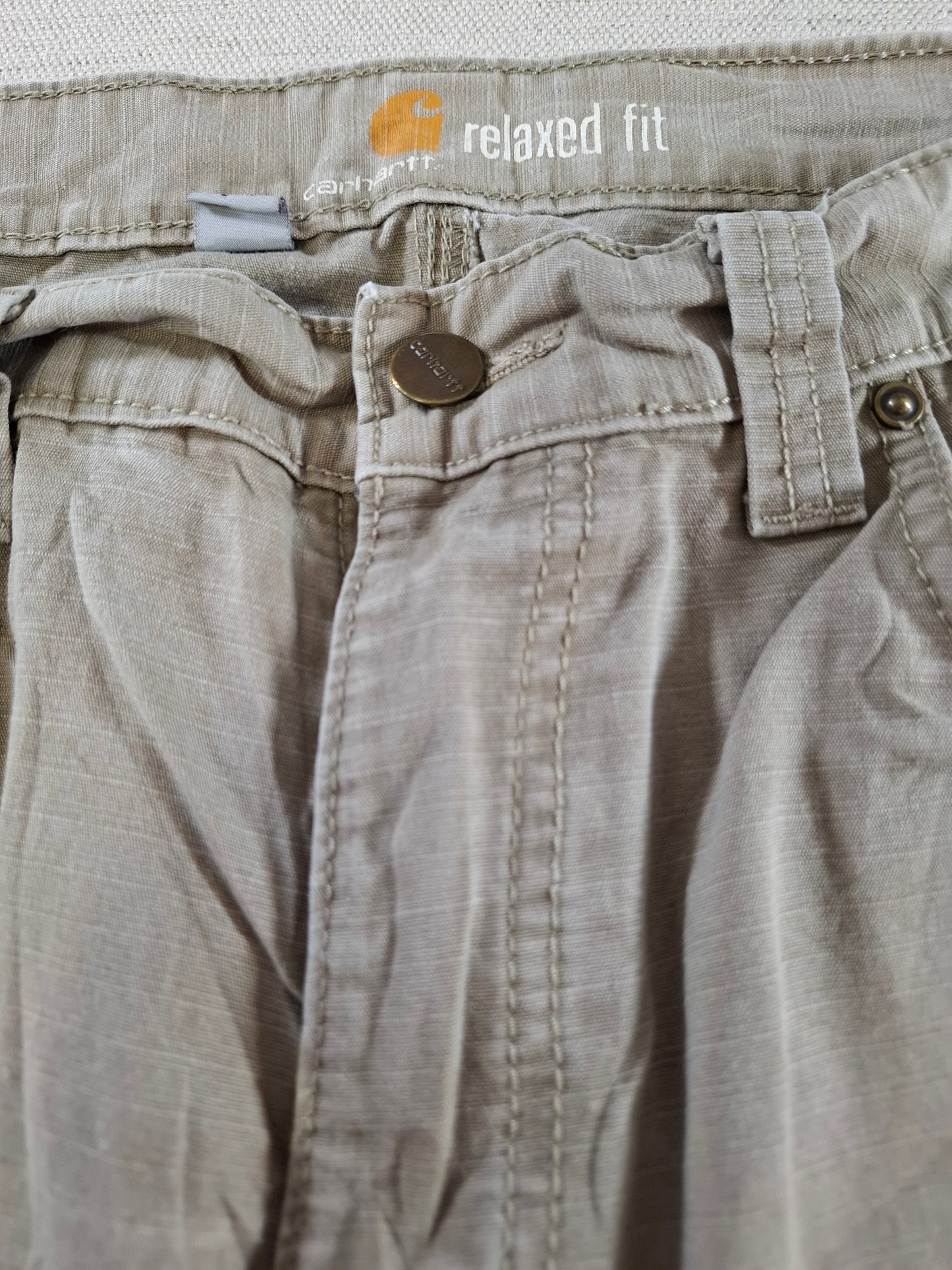 001399 – Carhartt Pants – Khaki/Grey, Size 34/32