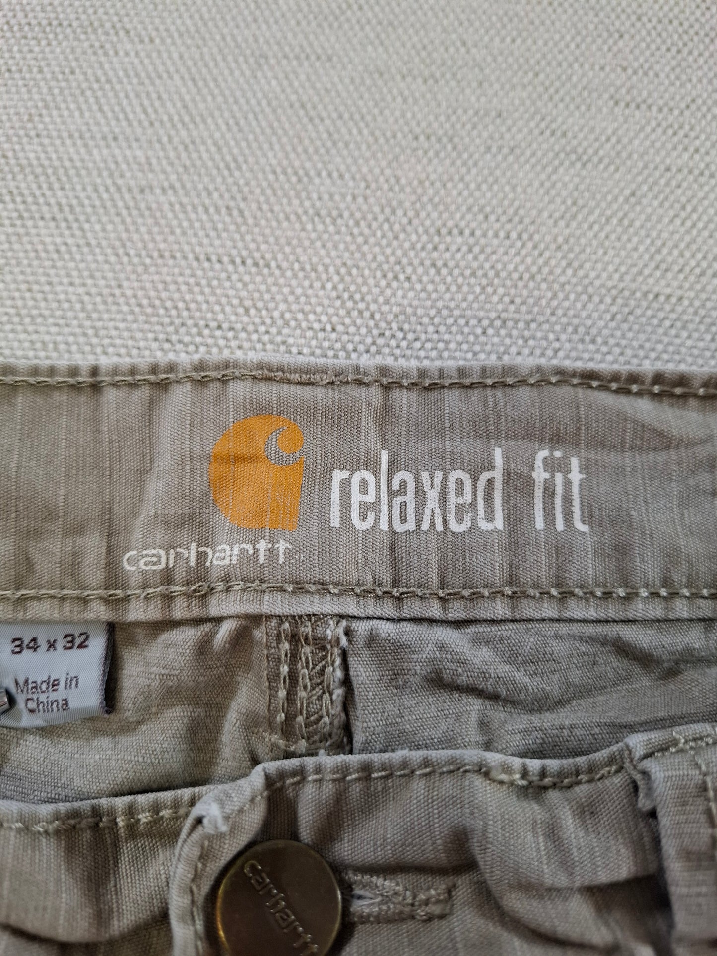 001399 – Carhartt Pants – Khaki/Grey, Size 34/32