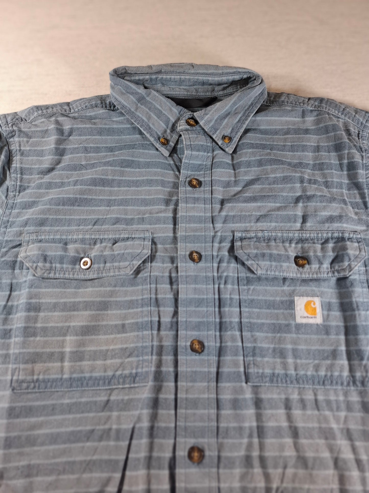 001441 – Carhartt Work Shirt – Grey Stripe, Size M