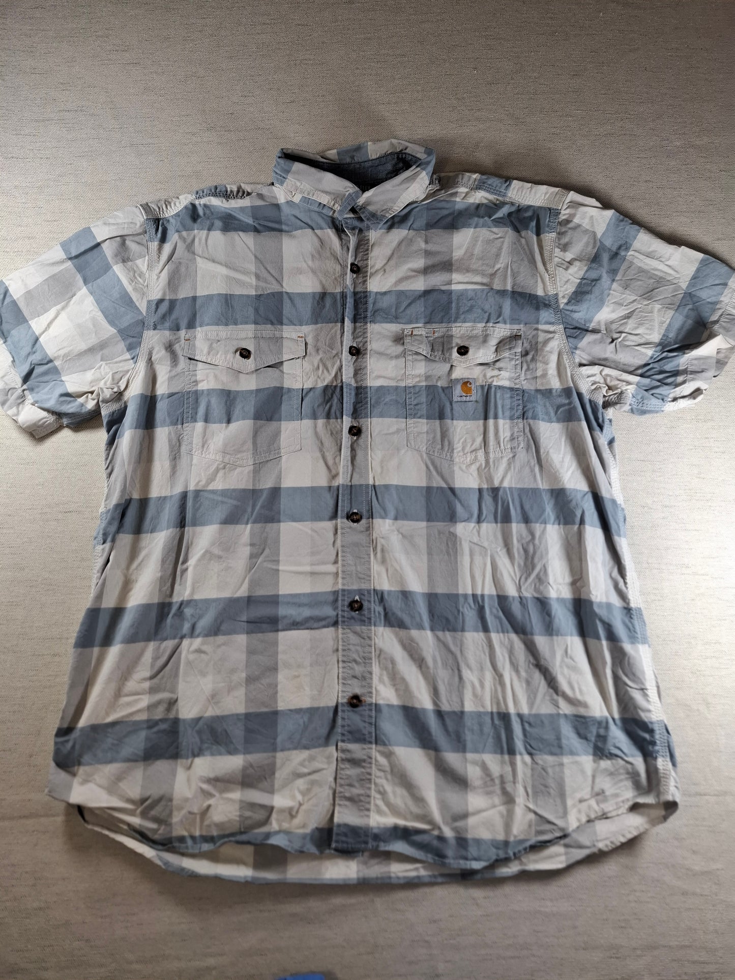 001442 – Carhartt Work Shirt – Blue/White Stripe, Size XL