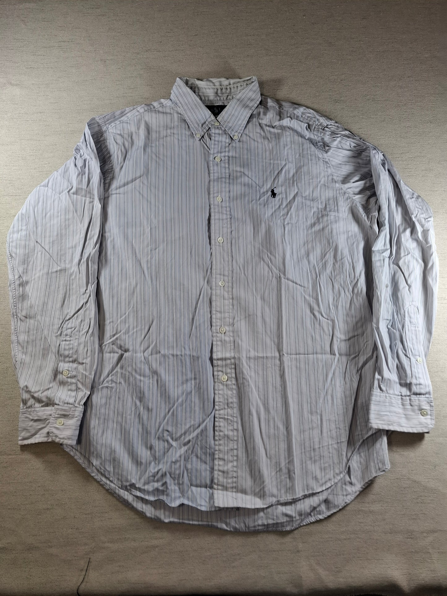 001444 – Polo Ralph Lauren Shirt – Blue/White Stripe, Size L
