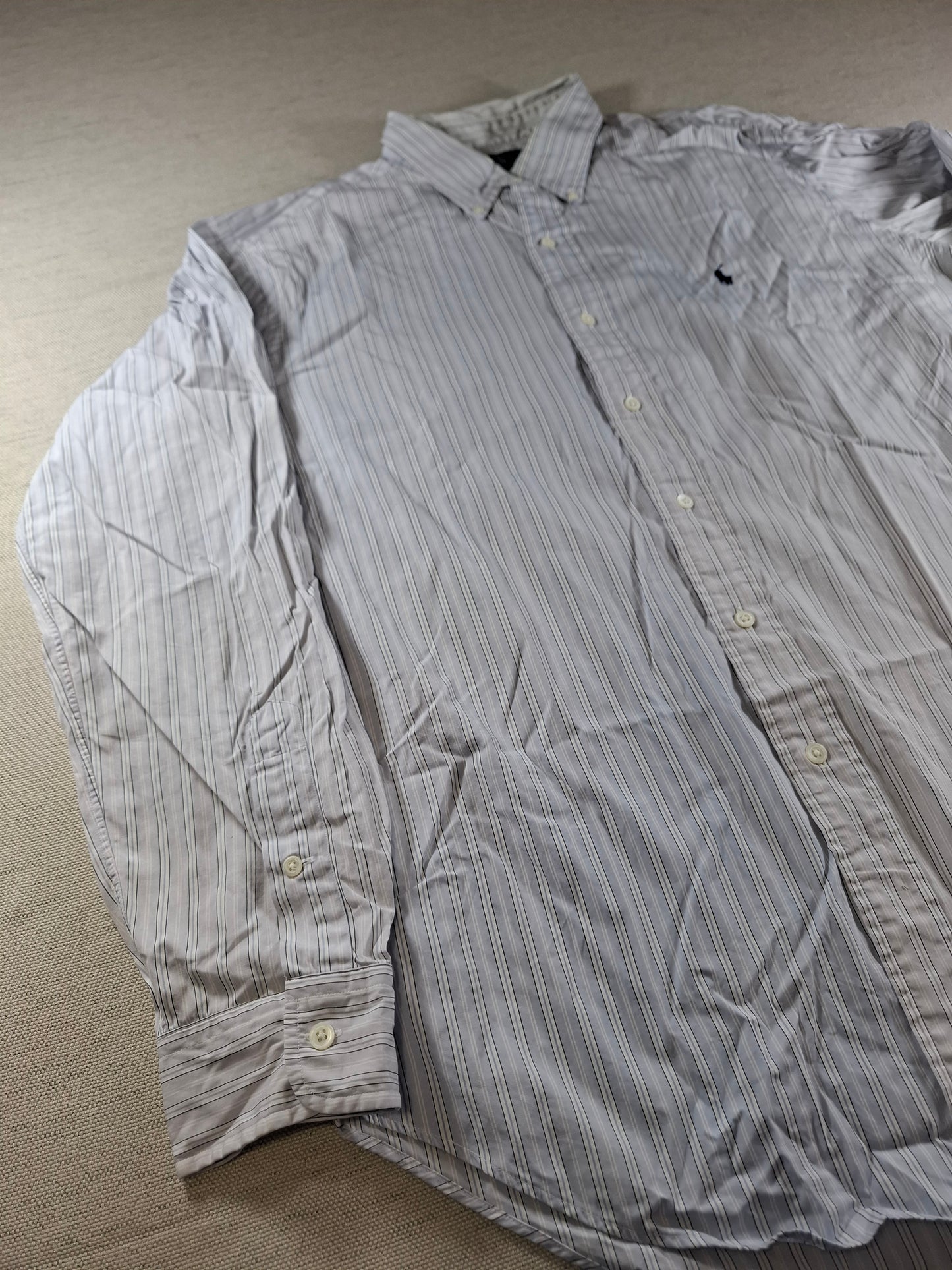 001444 – Polo Ralph Lauren Shirt – Blue/White Stripe, Size L